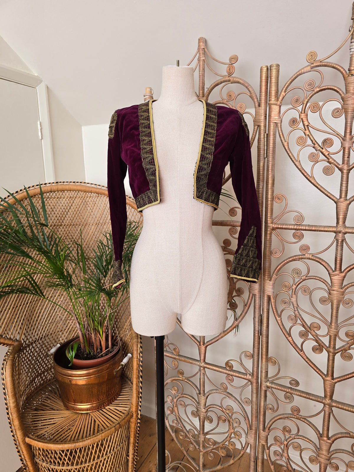 Vintage ottoman velvet embroidered jacket XS