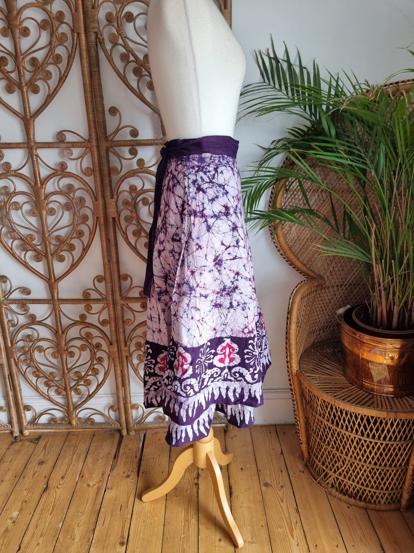 Vintage dye tie midi skirt