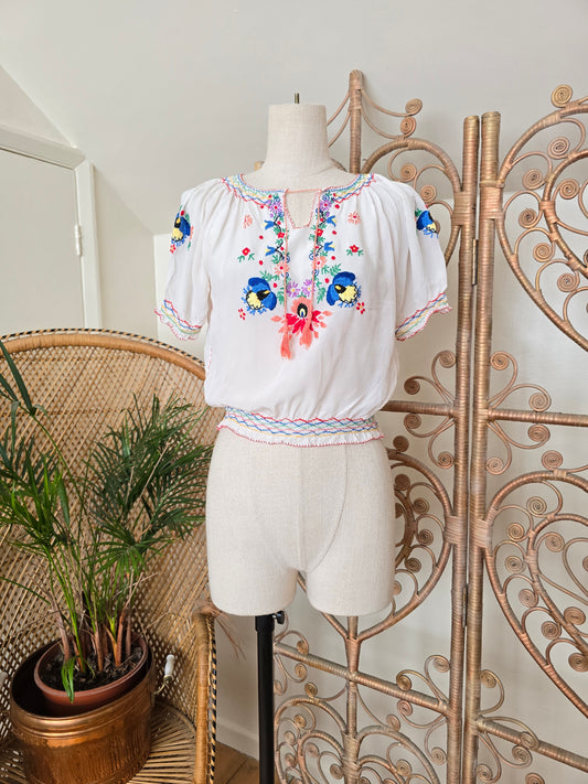 Vintage Hungarian embroidered blouse