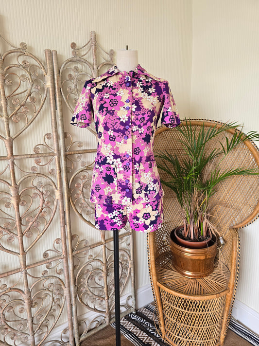 Vintage two piece blouse shorts