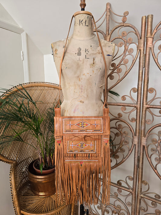 Vintage fringe leather bag
