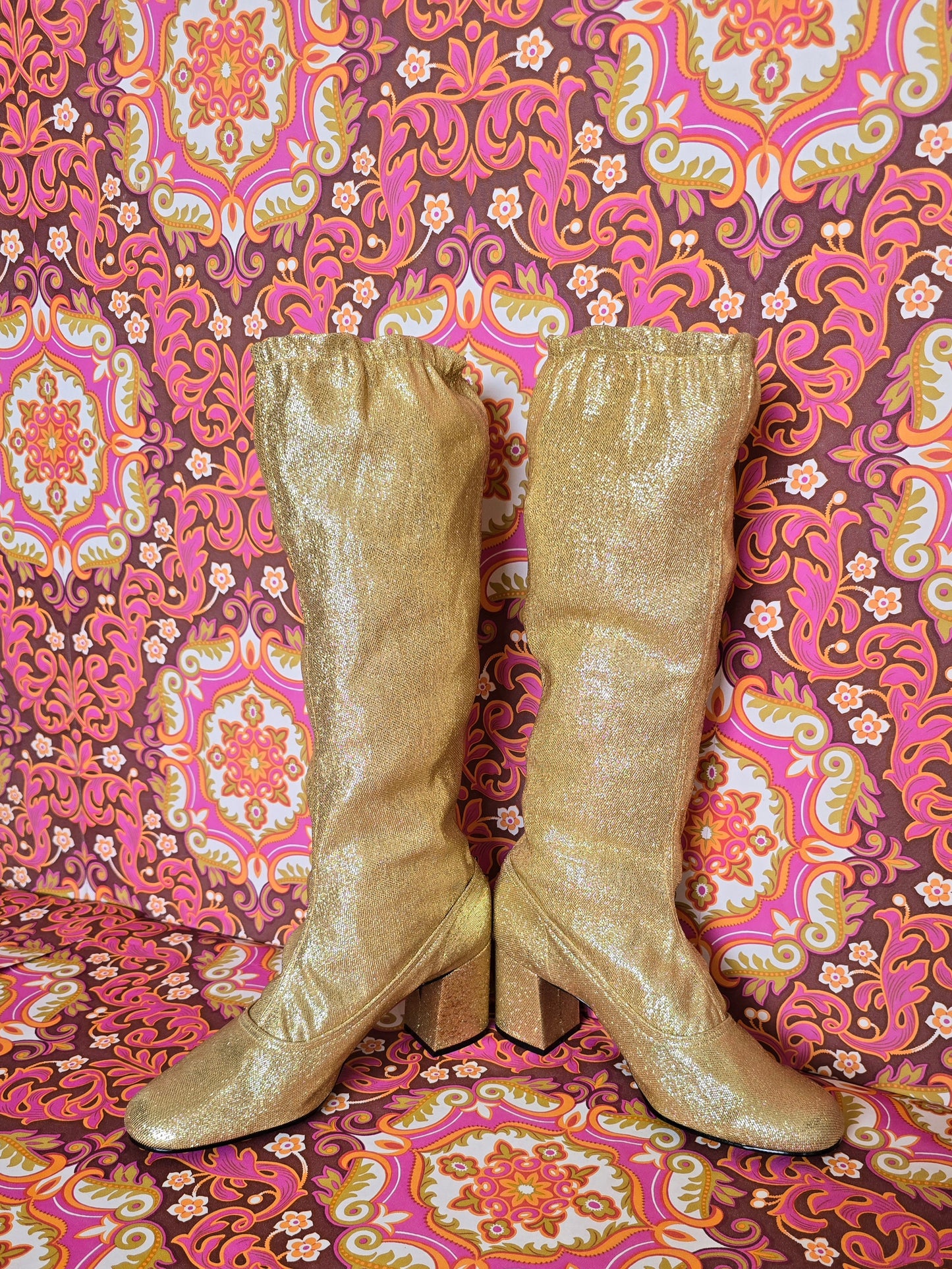 Vintage gold 60s boots size uk6  Eur 39 us 8