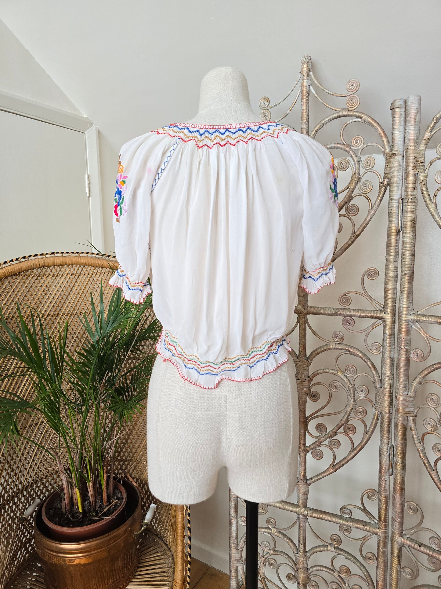 Vintage Hungarian embroidered blouse