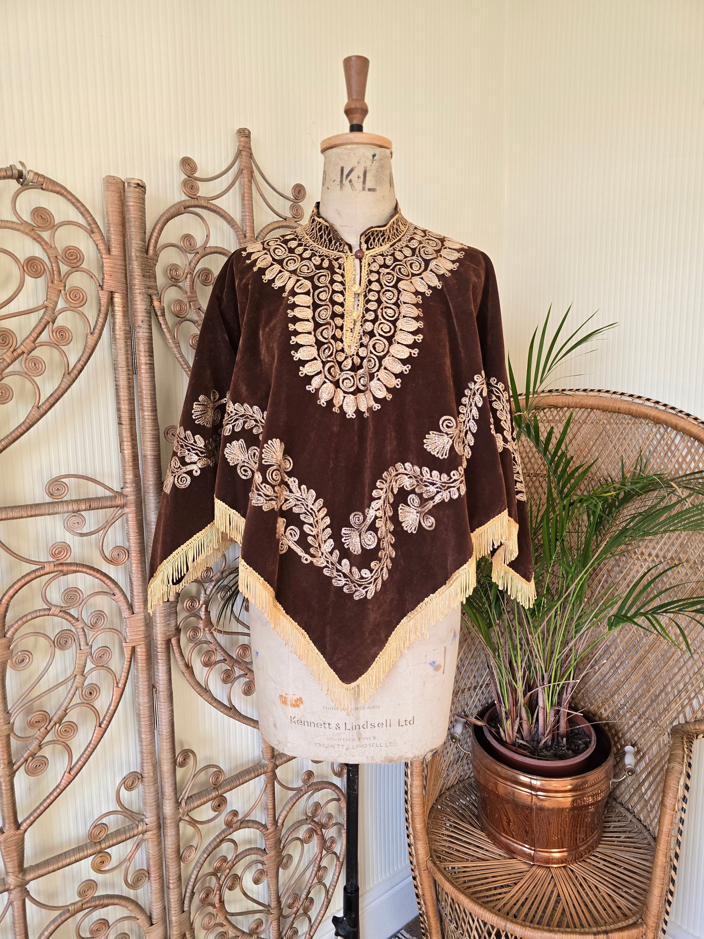 Vintage velvet cape poncho