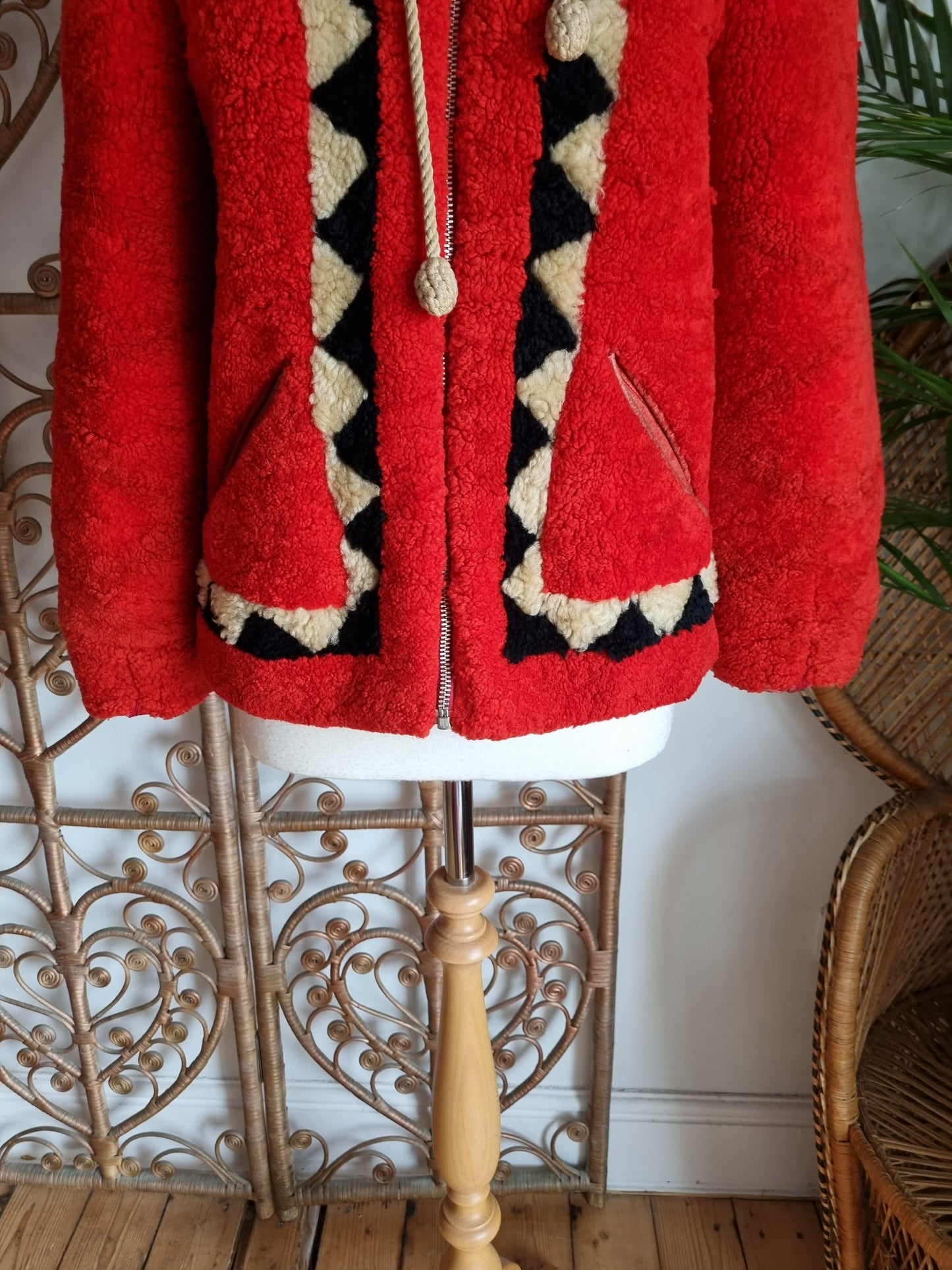Vintage Morland hooded Sheepskin coat
