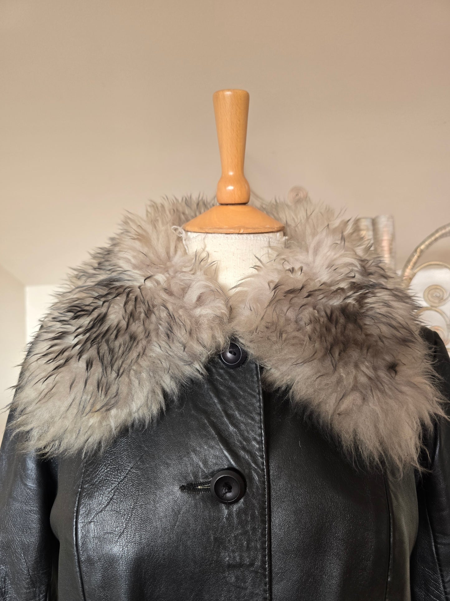 Vintage leather 70s coat