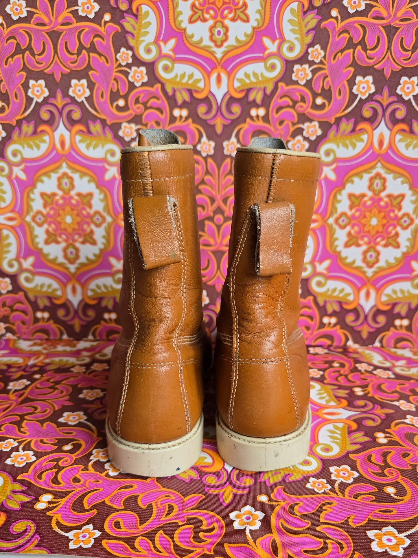 Vintage ankle lace leather boots size uk 6 Eur 39 us 8