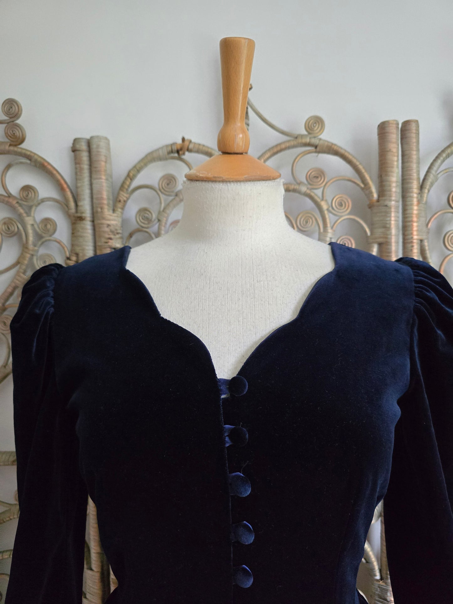 Vintage blue Laura Ashley velvet dress S