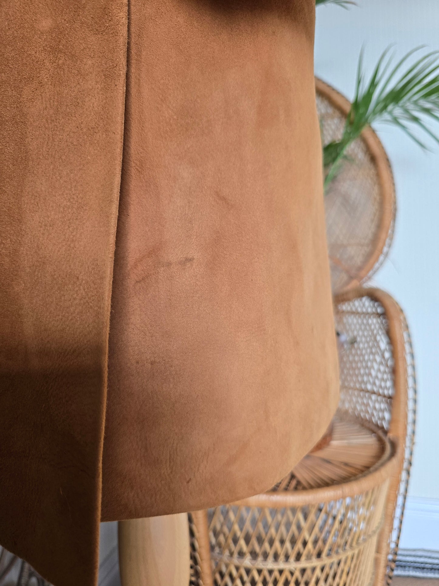 Vintage suede Sheepskin collar cuff coat