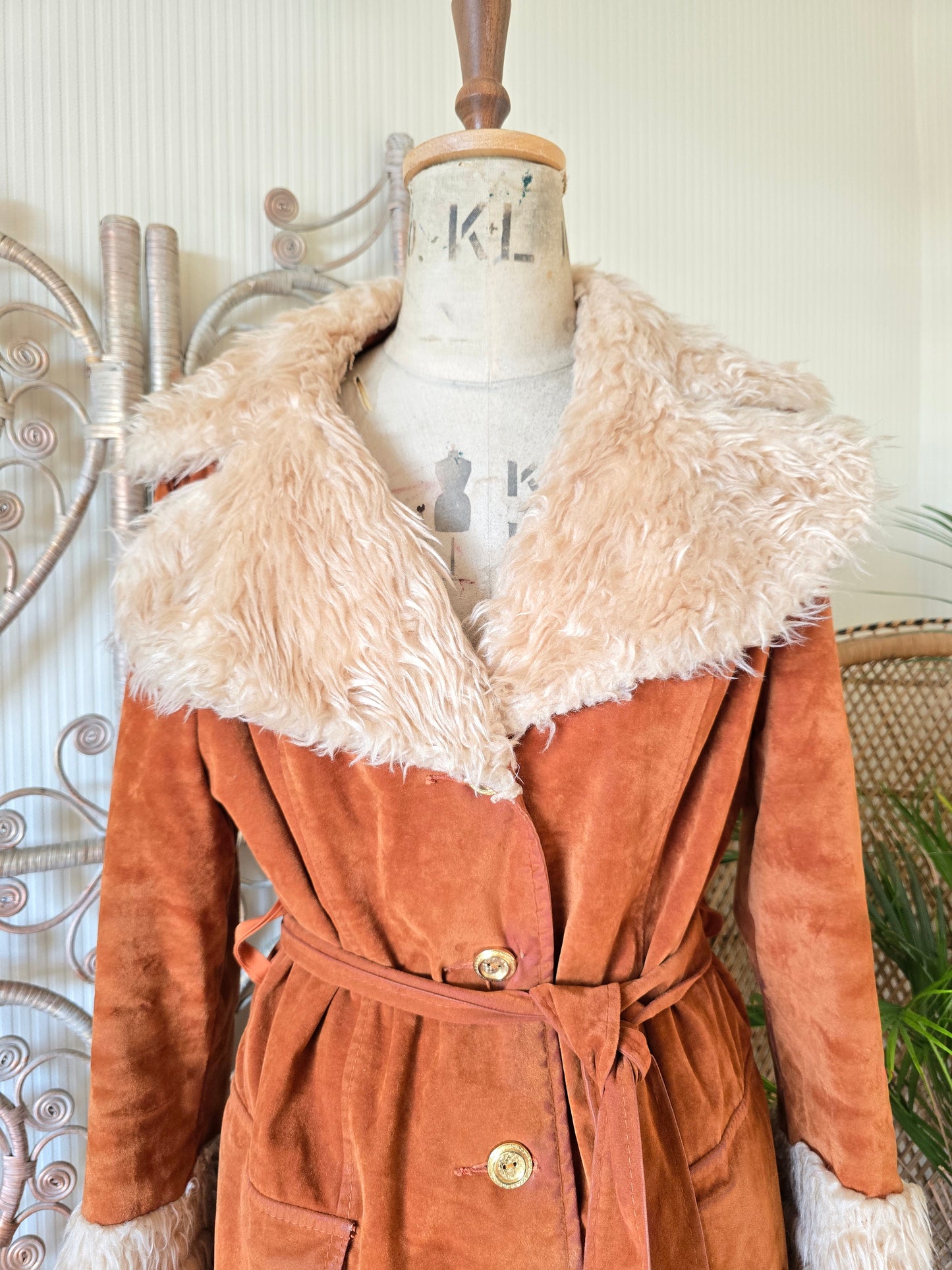 Vintage faux fur/suede velvet coat