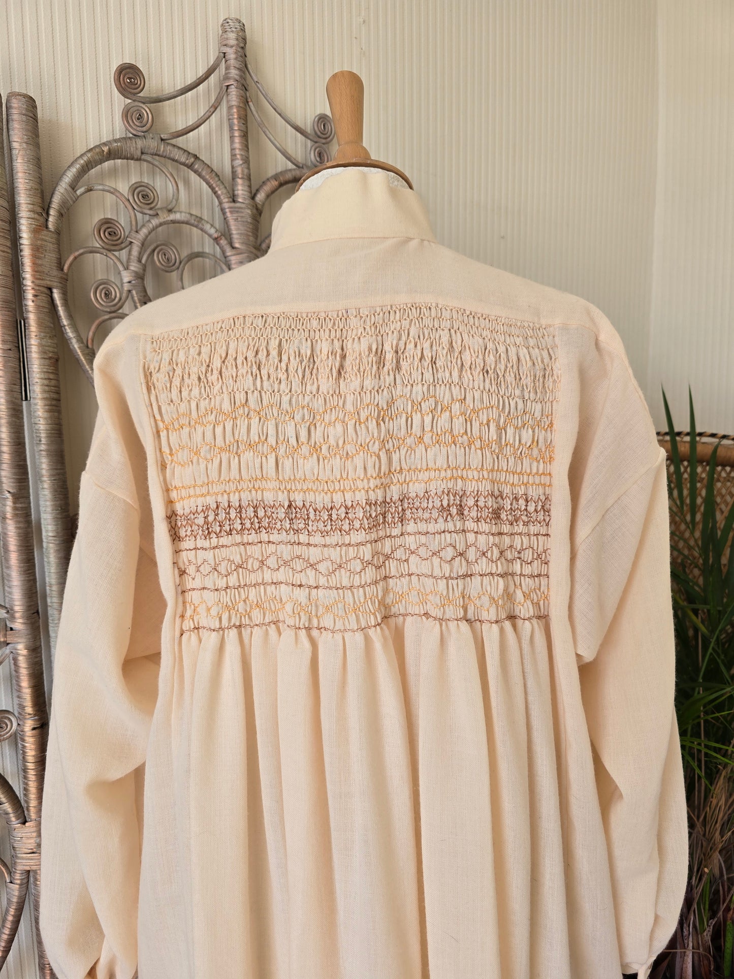 Vintage shirring smock dress L XL