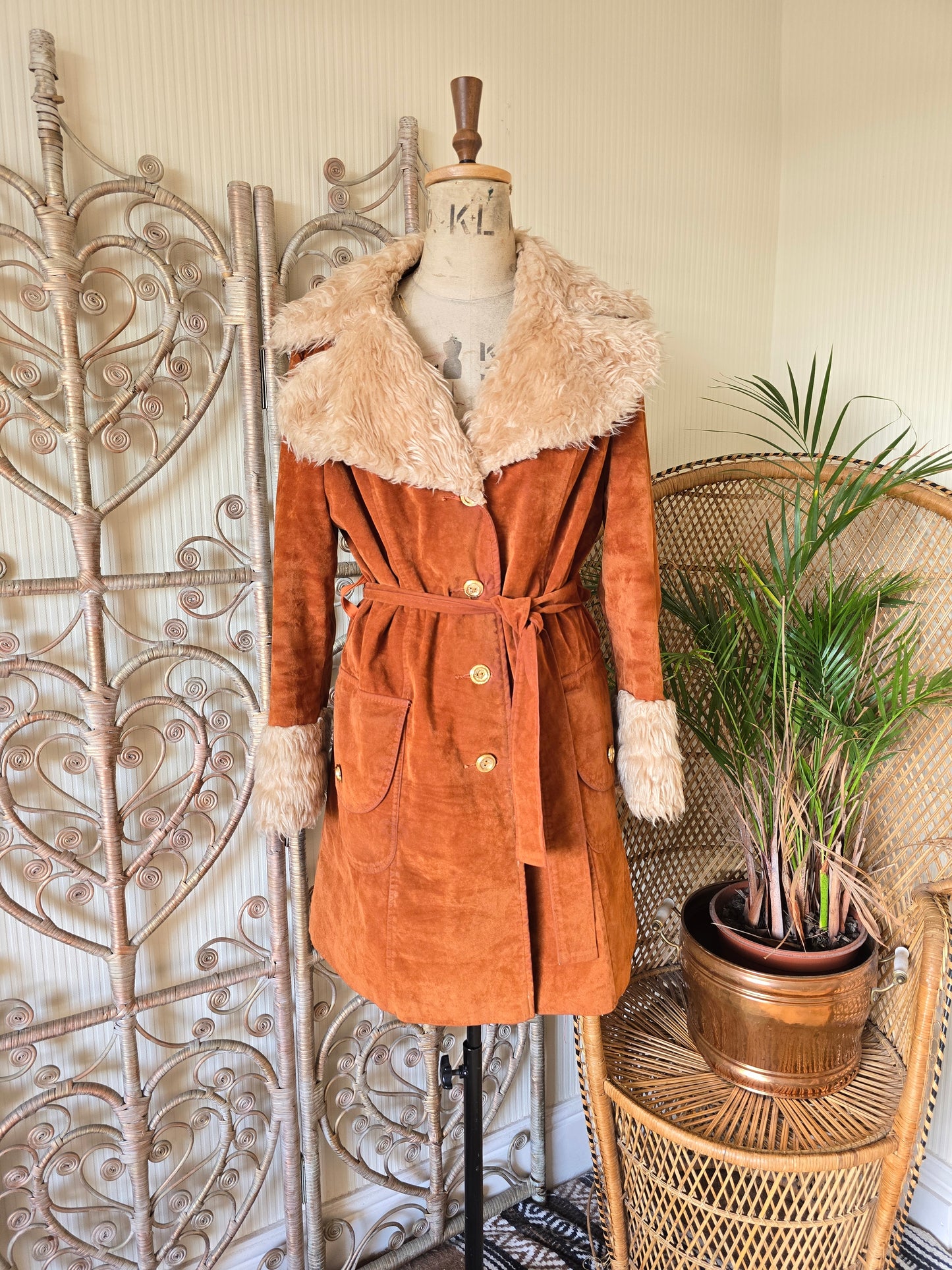 Vintage faux fur/suede velvet coat