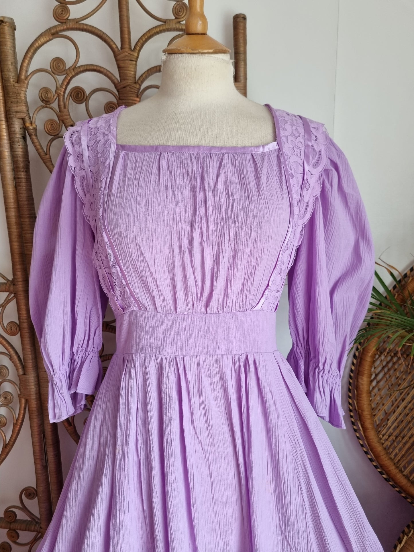 Vintage lilac cheesecloth maxi dress M/L