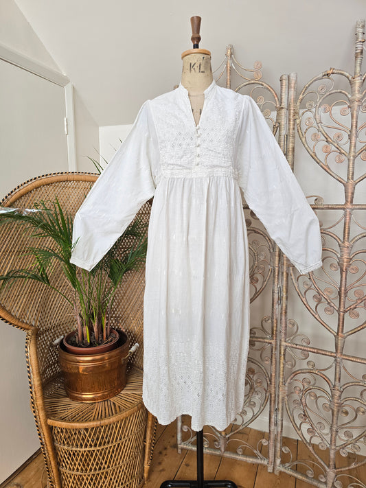 Vintage indian embroidered cotton dress