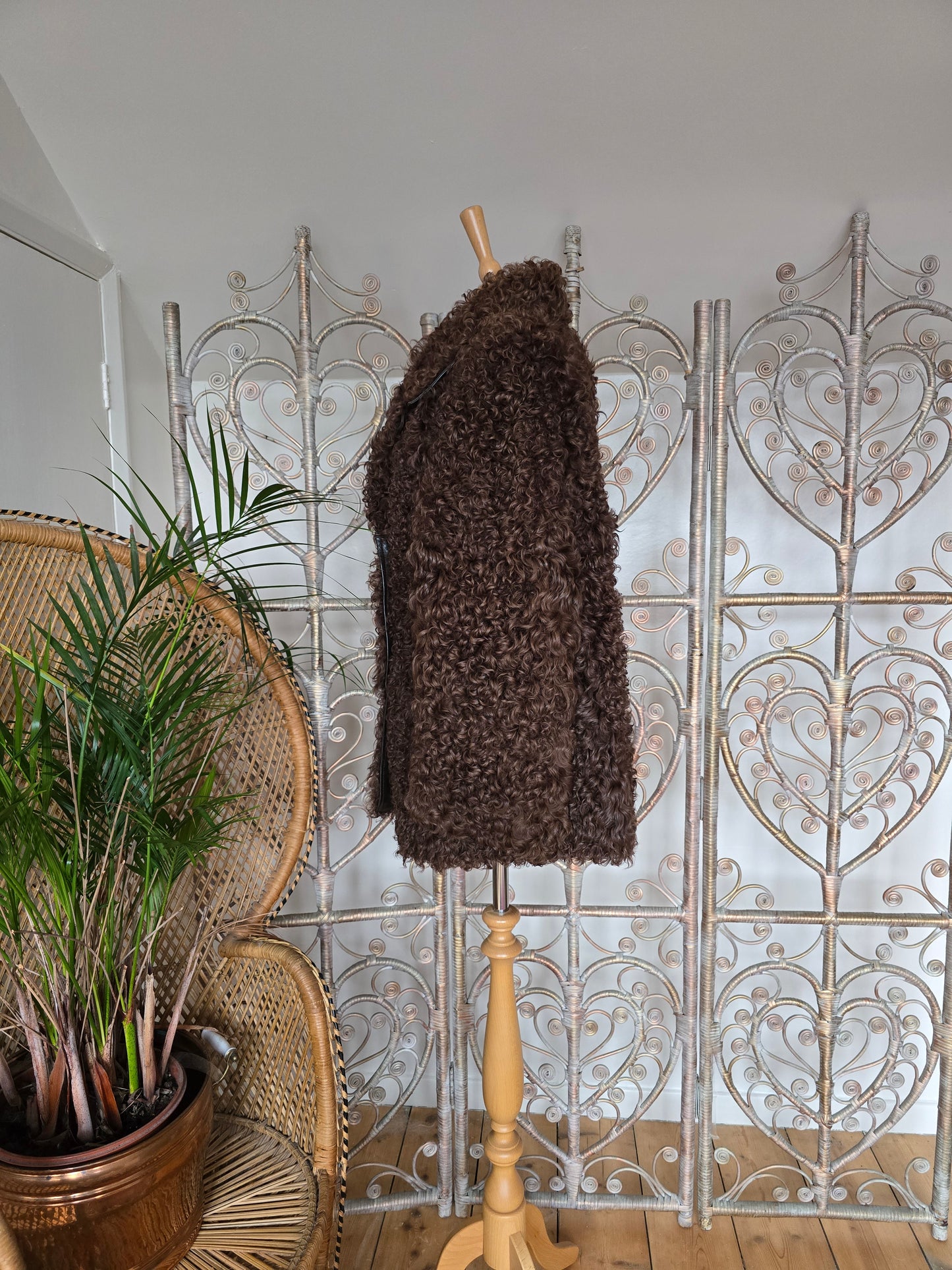 Vintage curly sheepskin 70s coat