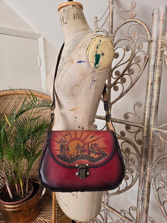 Vintage leather tooled bag