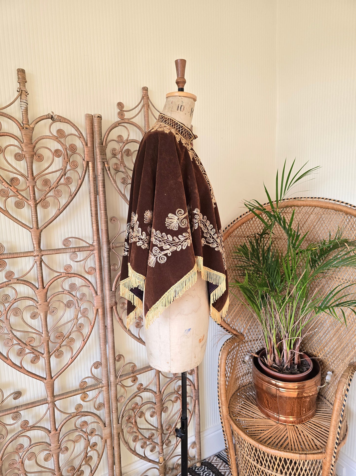 Vintage velvet cape poncho