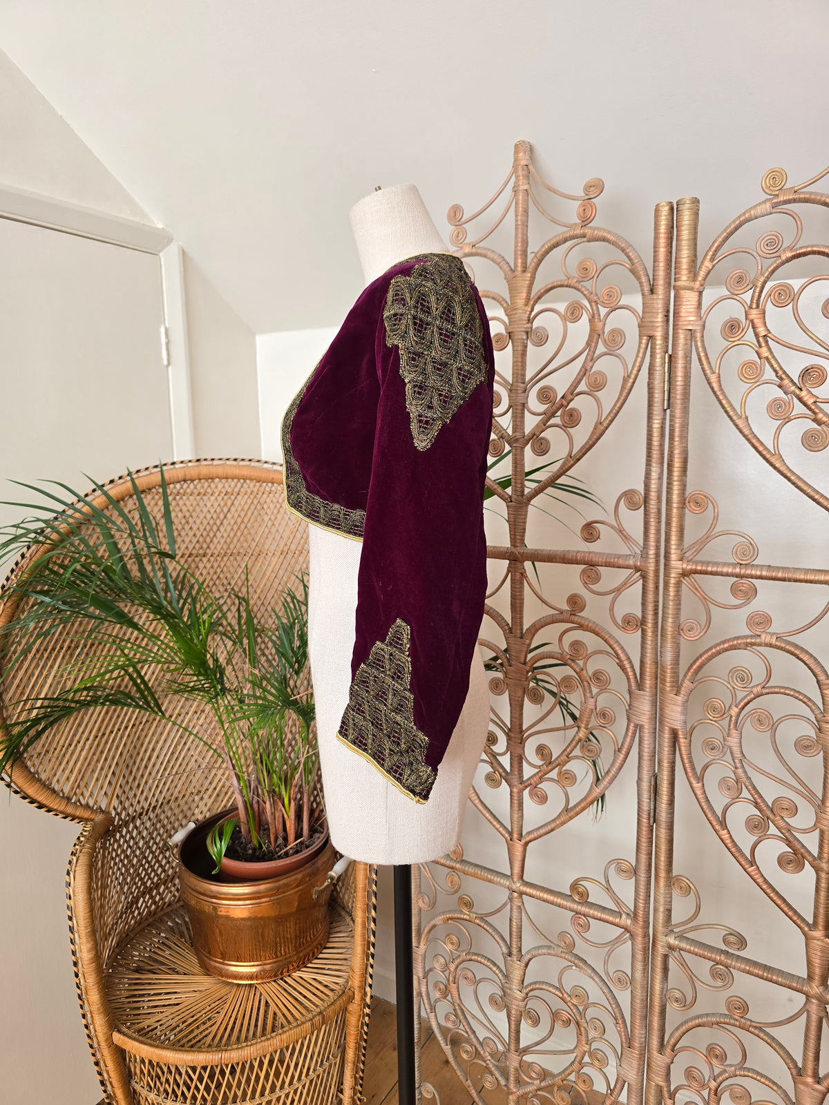 Vintage ottoman velvet embroidered jacket XS