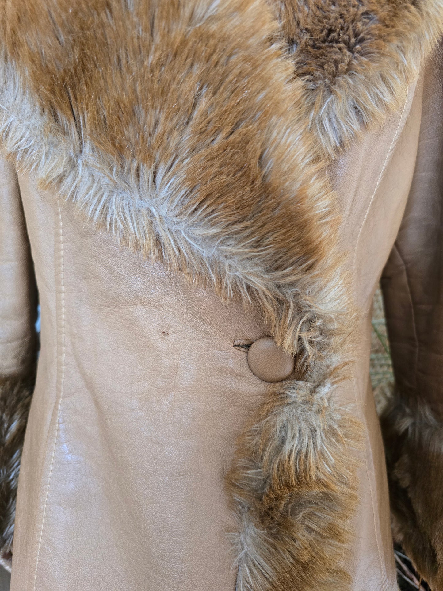 Vintage 60s faux fur & leather coat