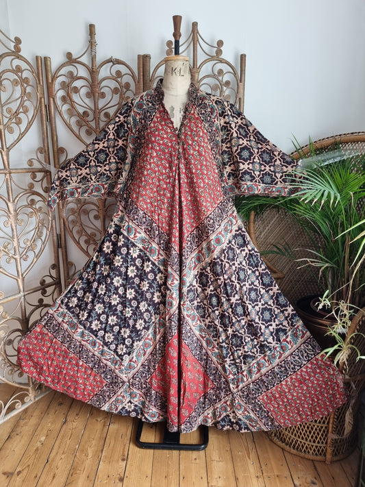 Vintage indian print 70s maxi dress