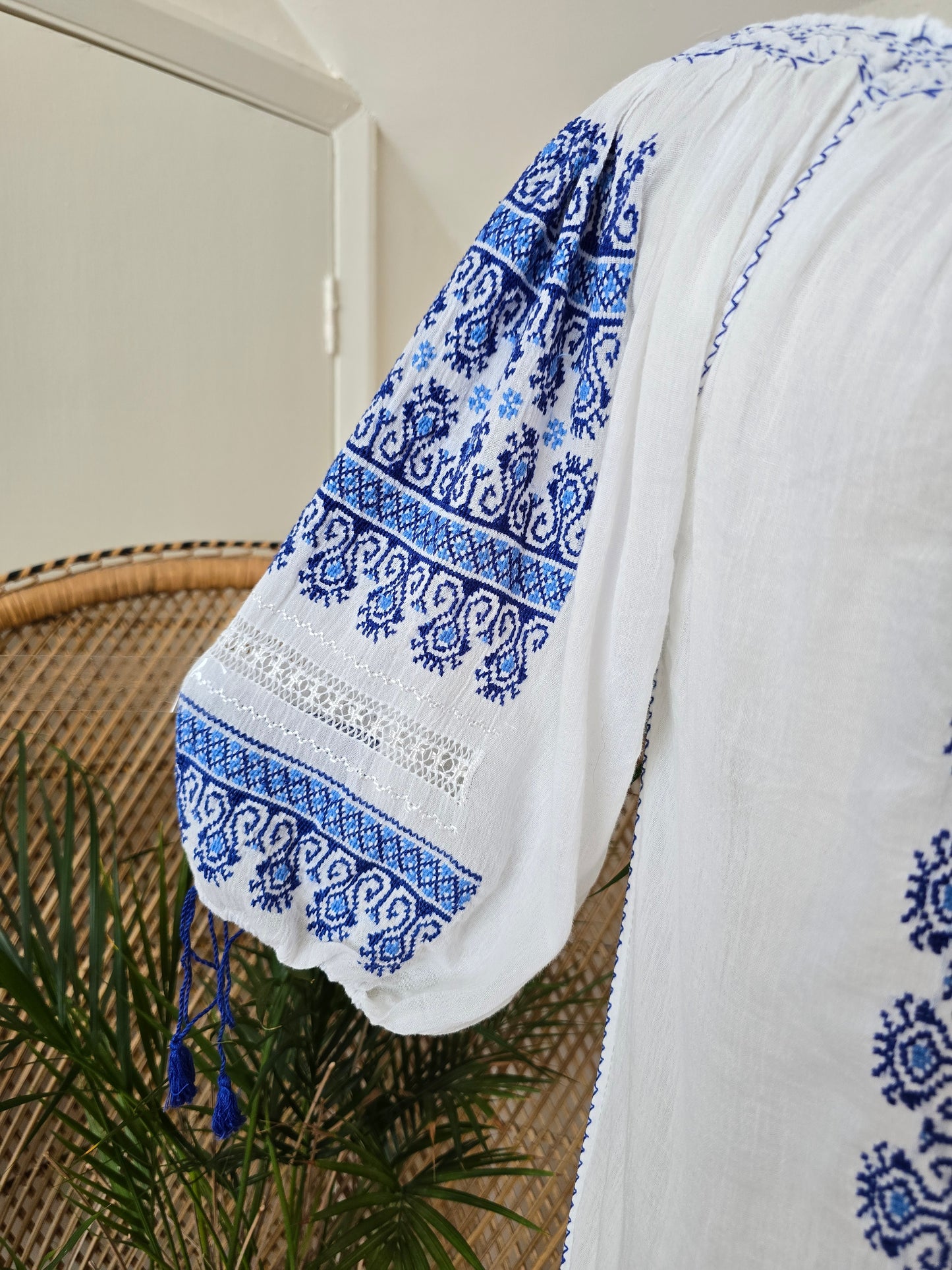 Vintage embroidered cheesecloth tunic blouse