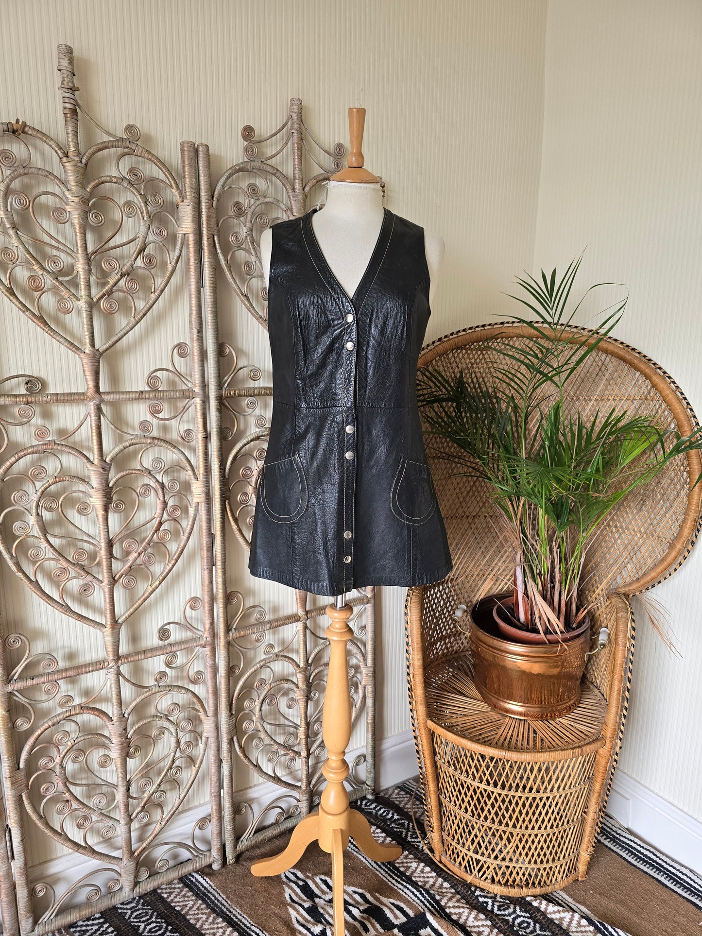 Vintage 70s leather dress