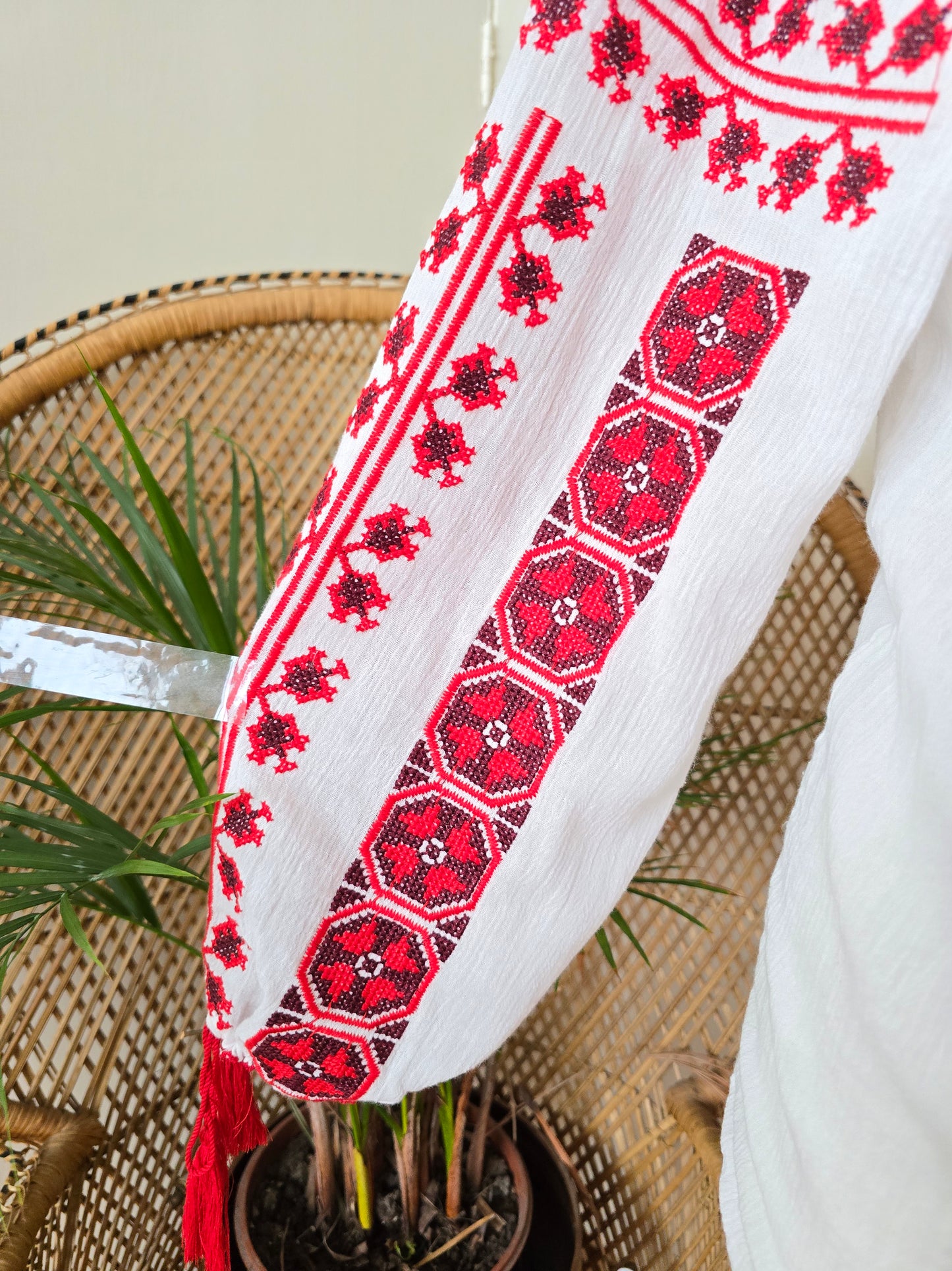 Vintage style Romanian embroidered blouse