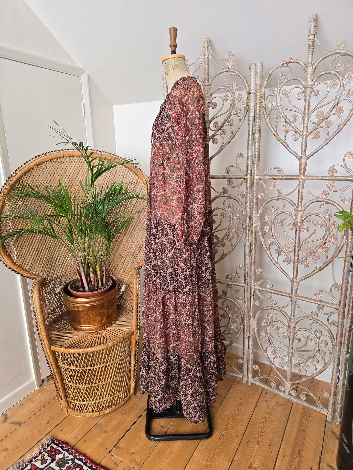 Vintage phool Indian cotton maxi dress S