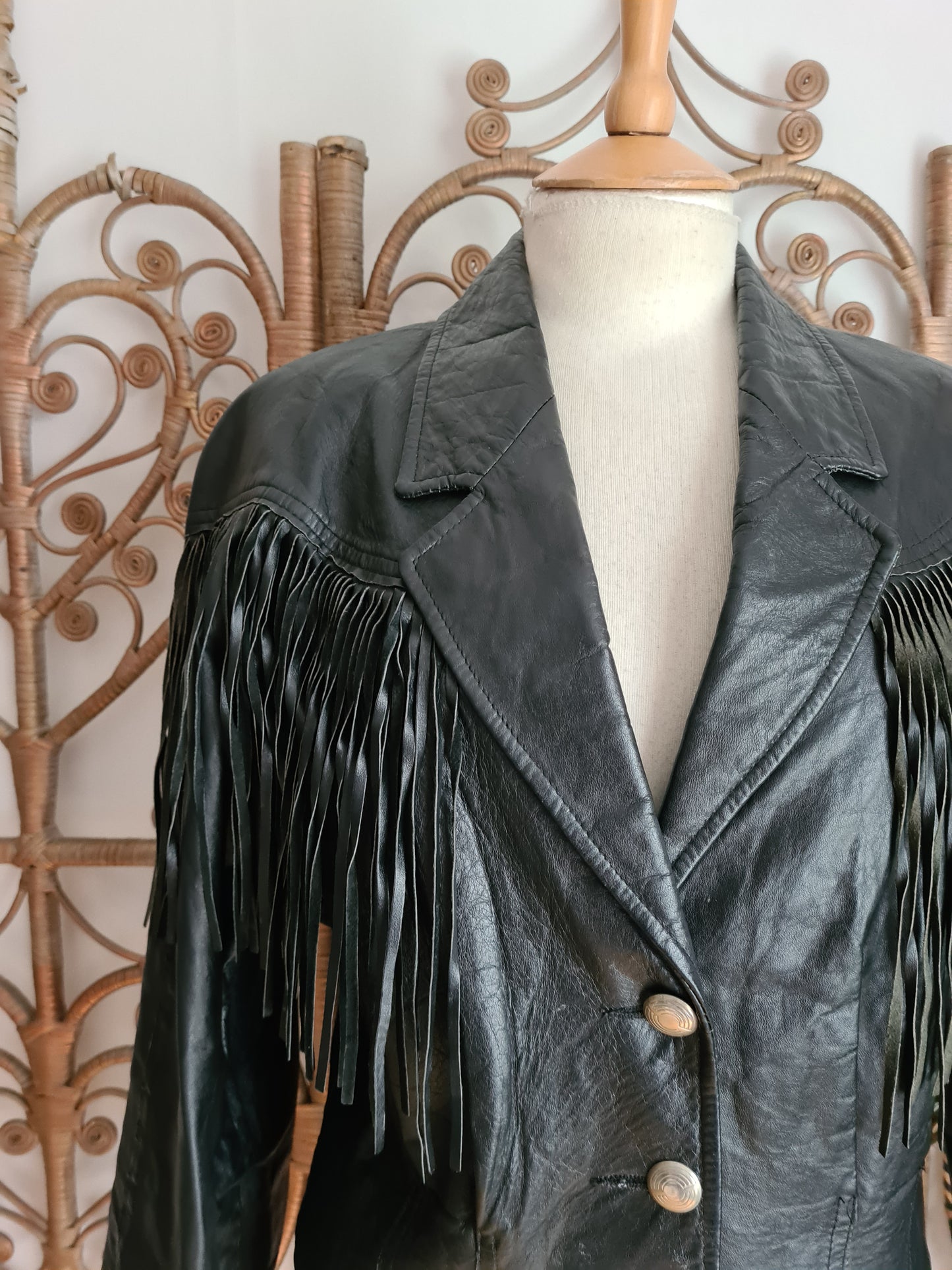 Vintage leather fringe jacket