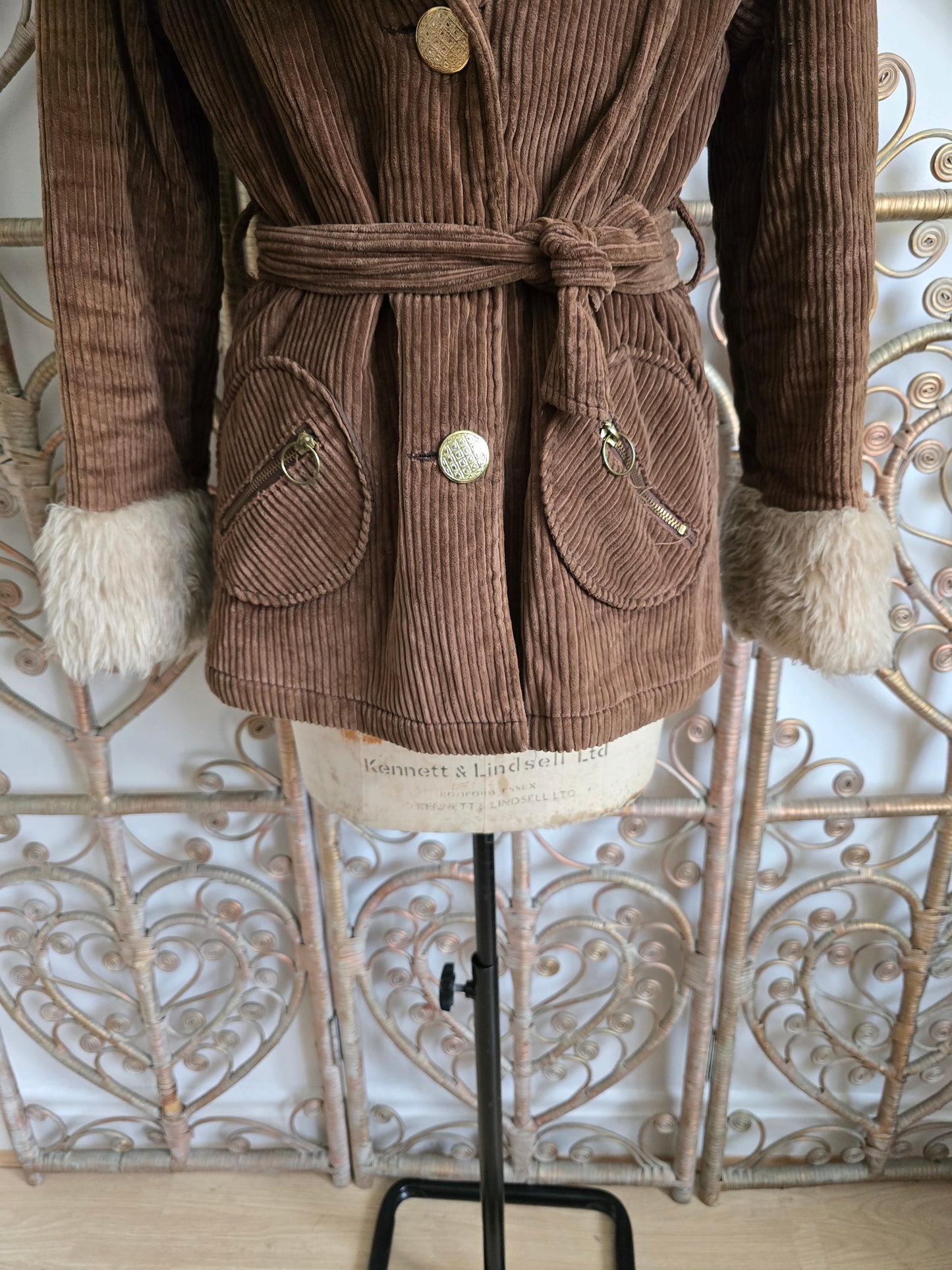 Vintage corduroy faux fur coat