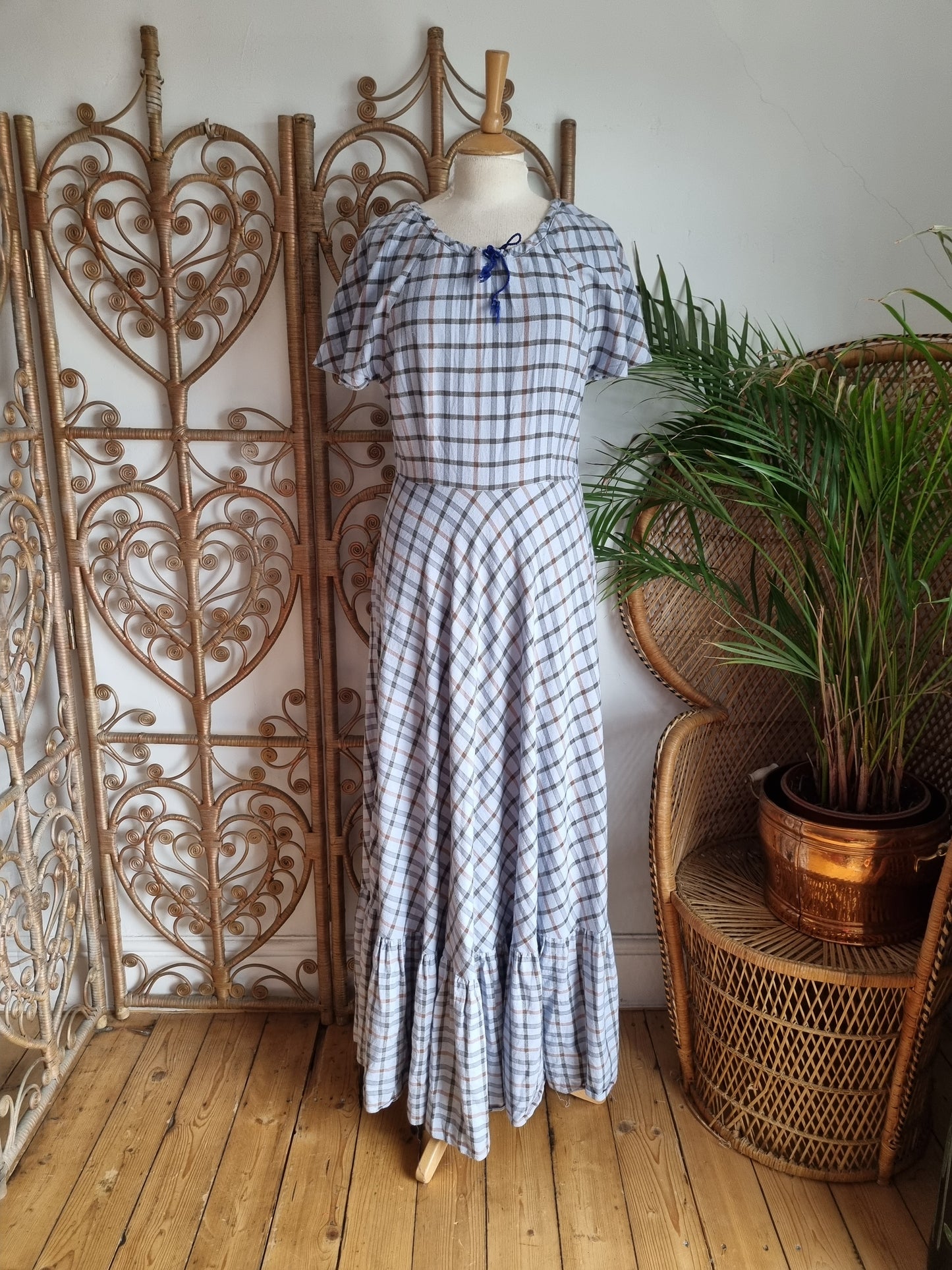 Vintage brushed cotton maxi dress M/S