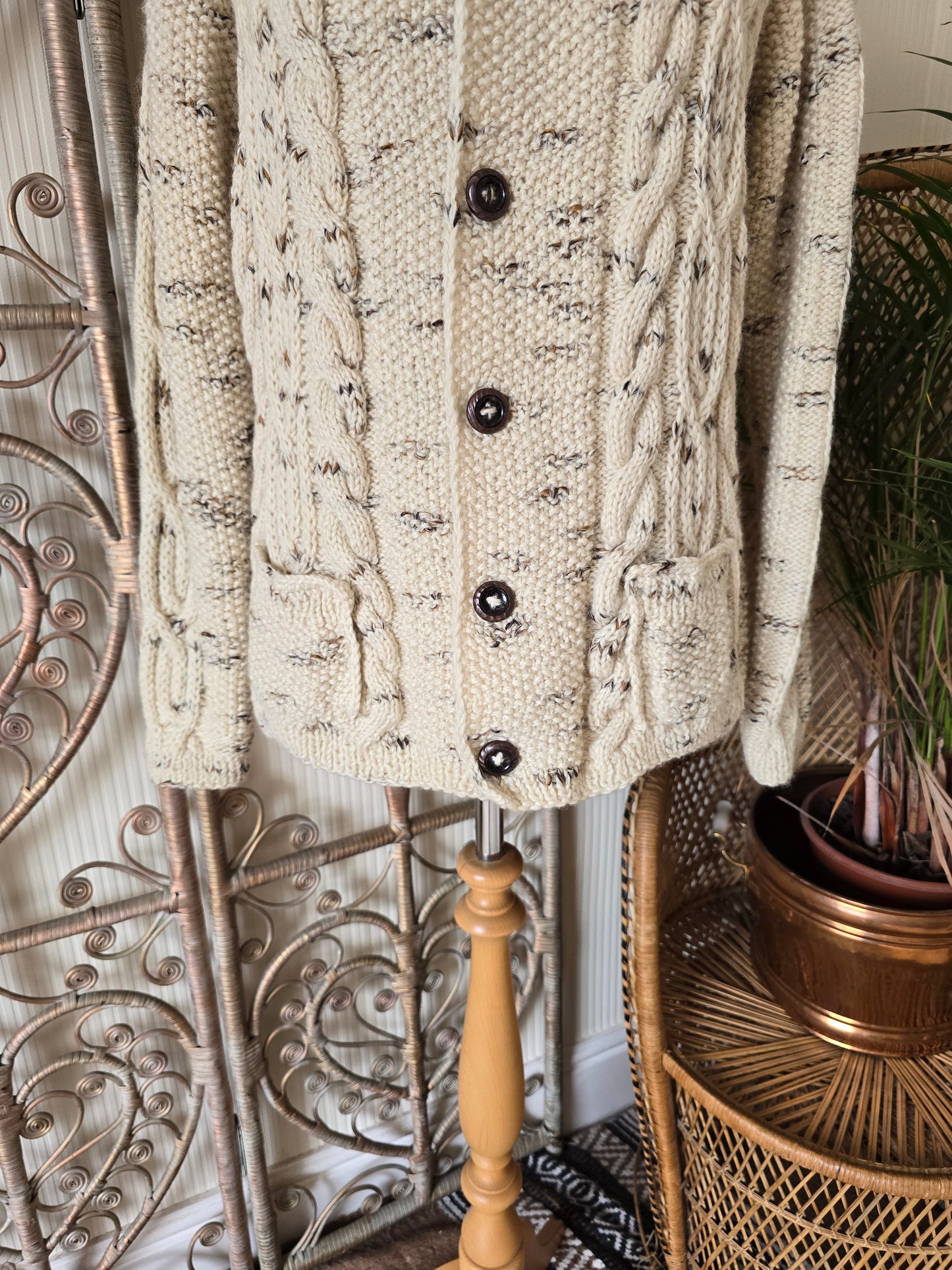 Vintage cable wool knitted cardigan