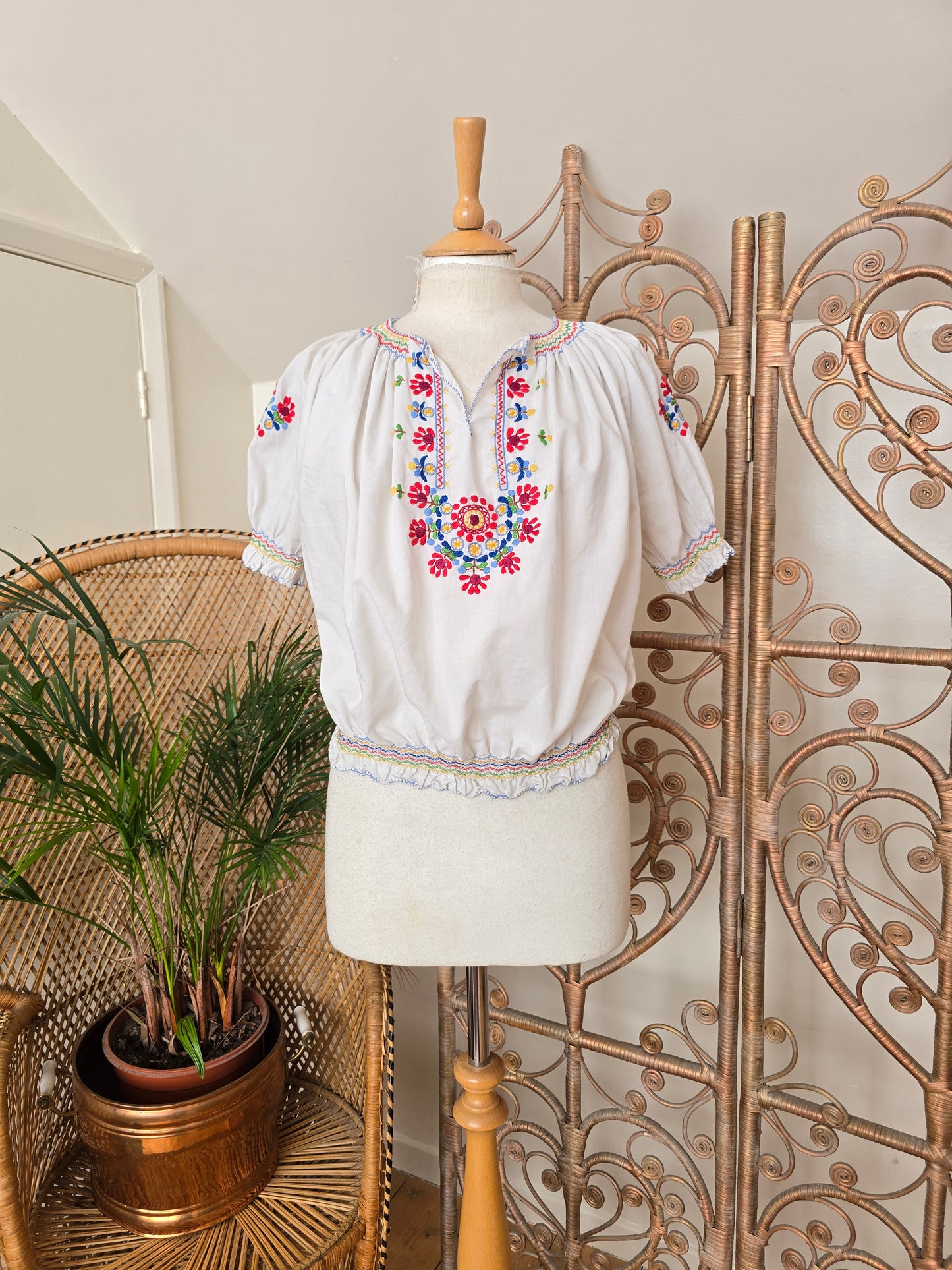 Vintage Hungarian embroidered blouse