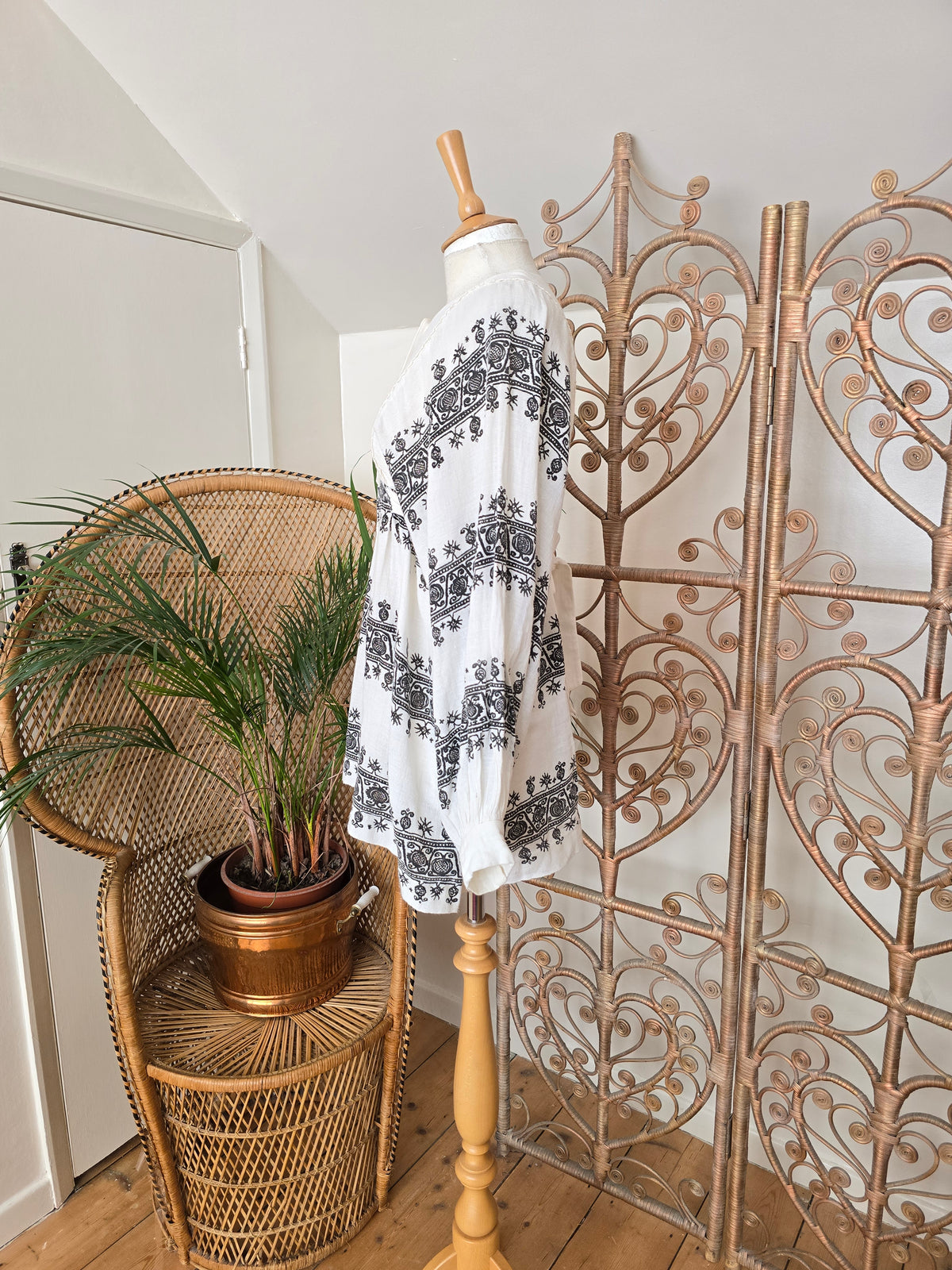 Vintage cotton balloon sleeves tunic