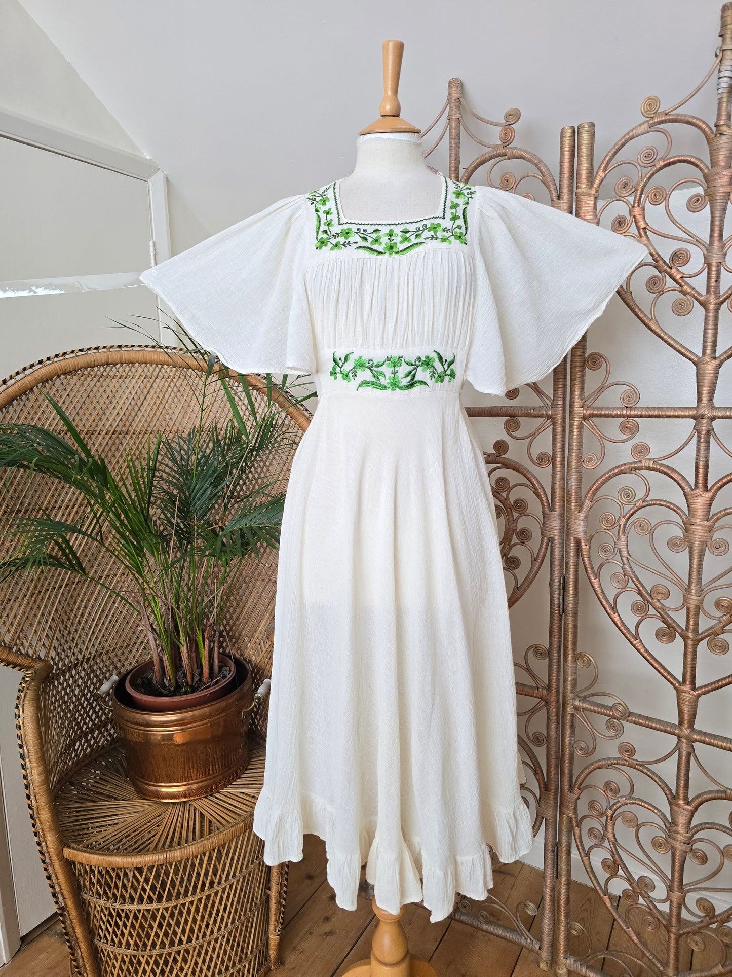 Vintage embroidered cheesecloth dress