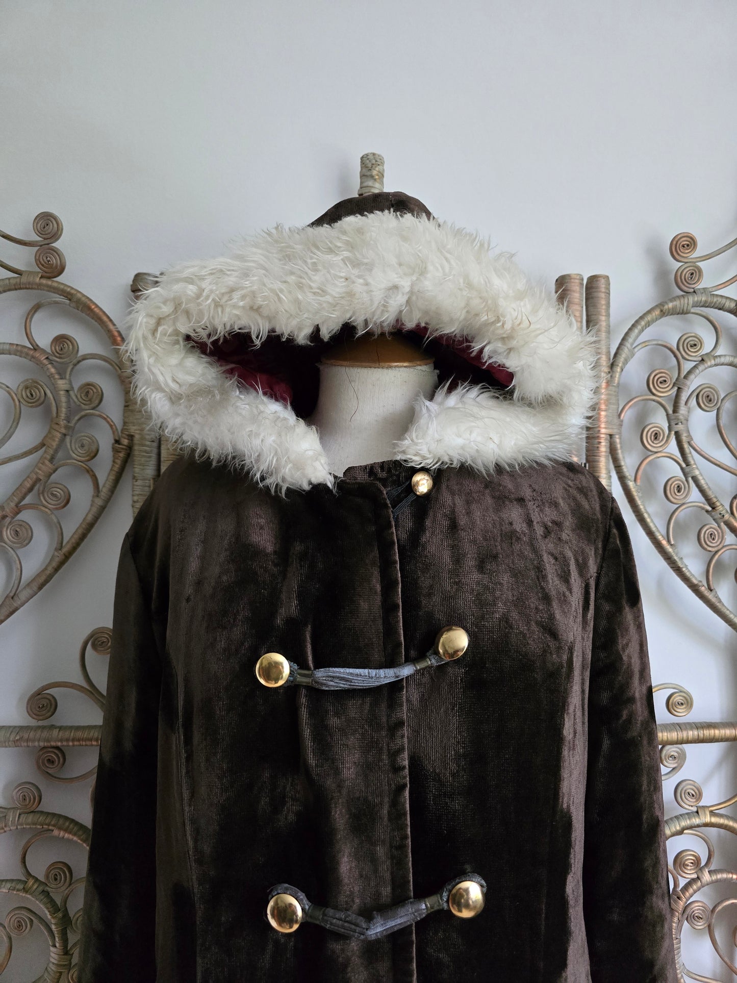 Vintage velvet hooded coat