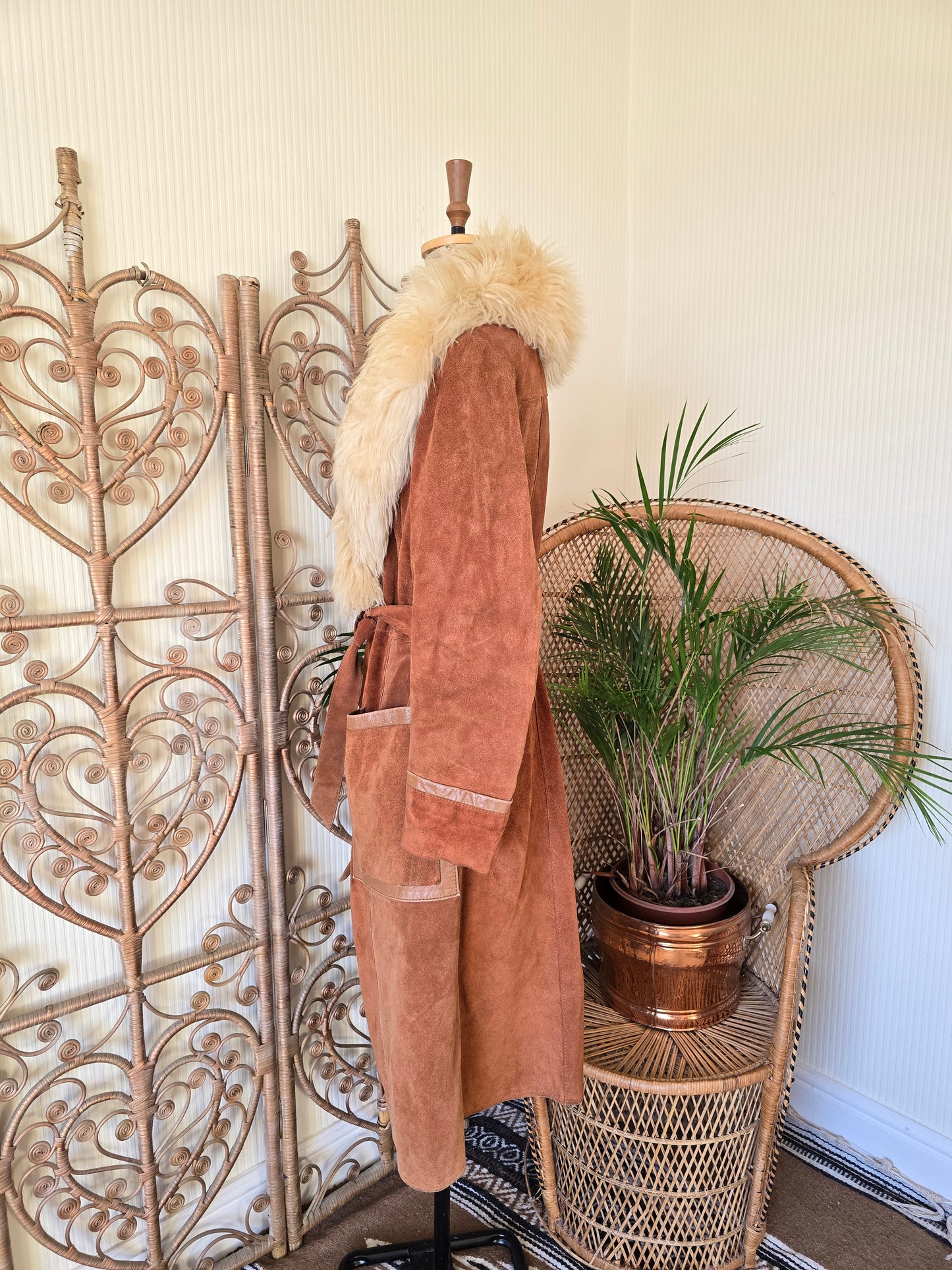 Vintage suede Sheepskin coat M L