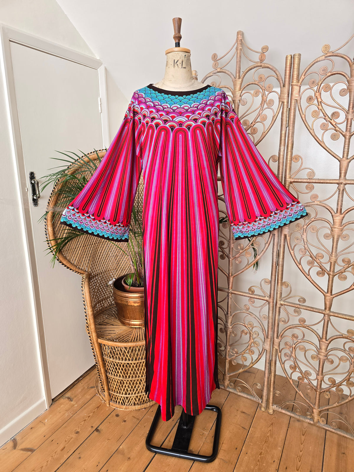 Vintage stripe kaftan dress