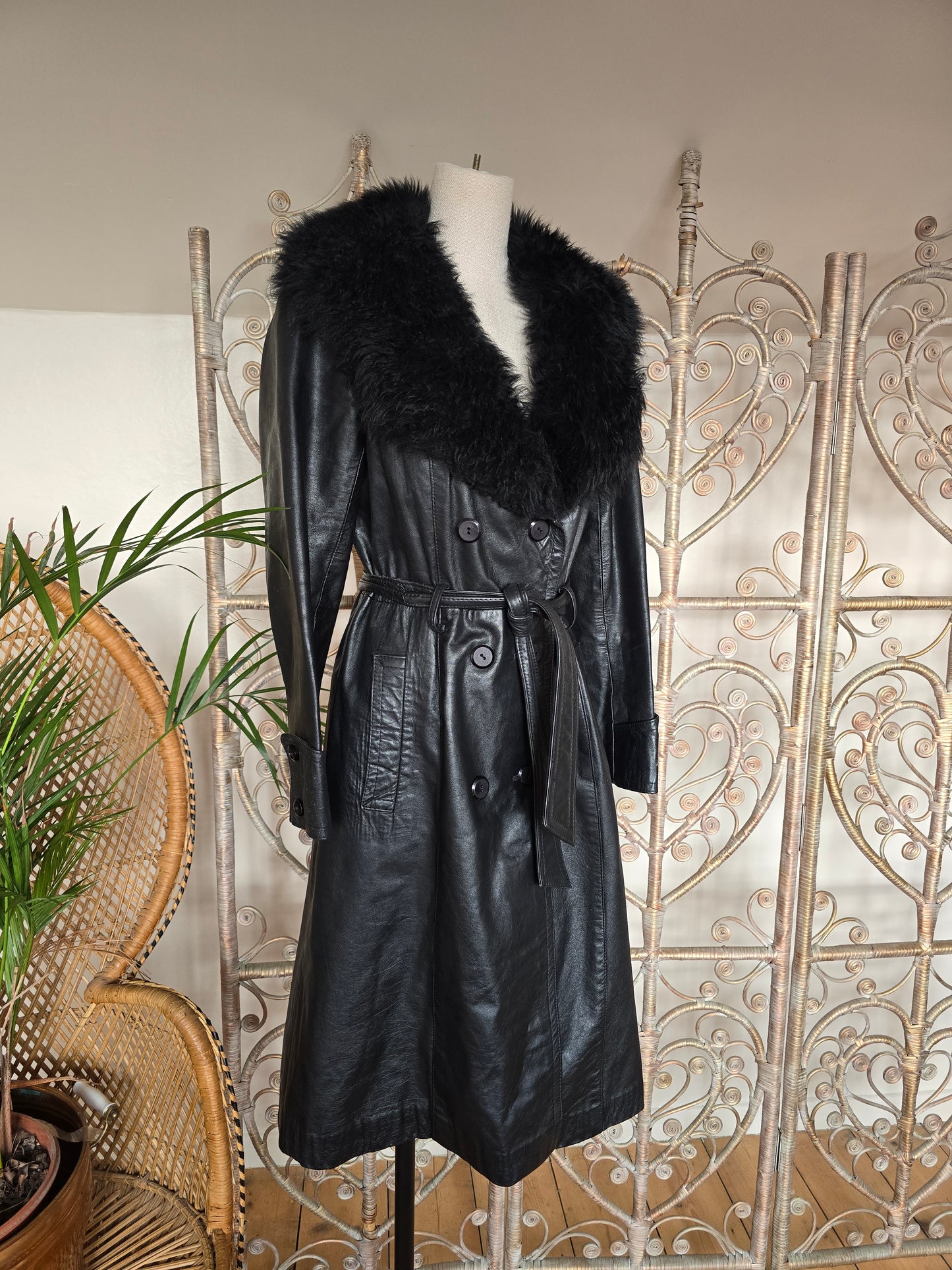 Vintage leather 70s coat