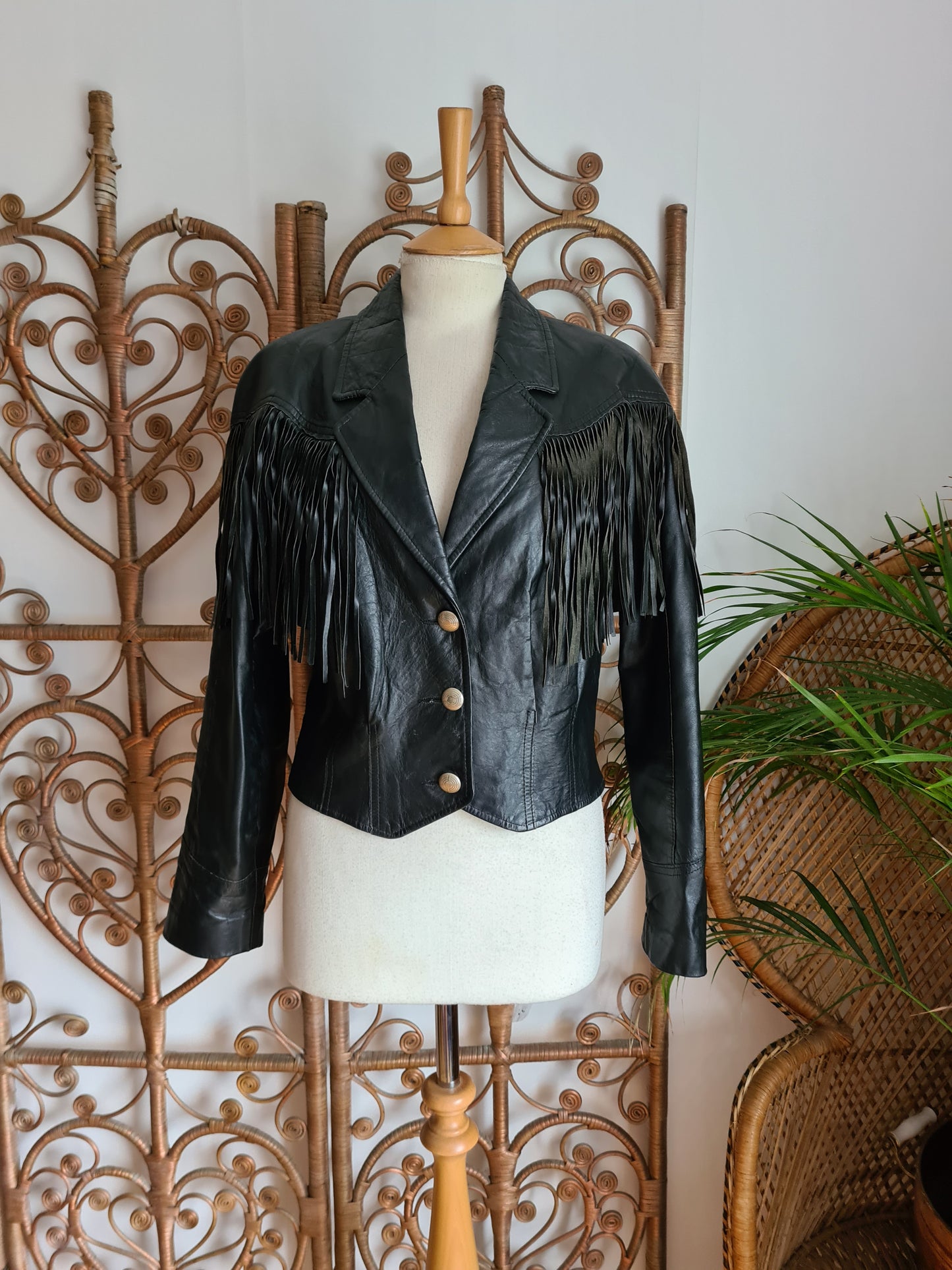 Vintage leather fringe jacket