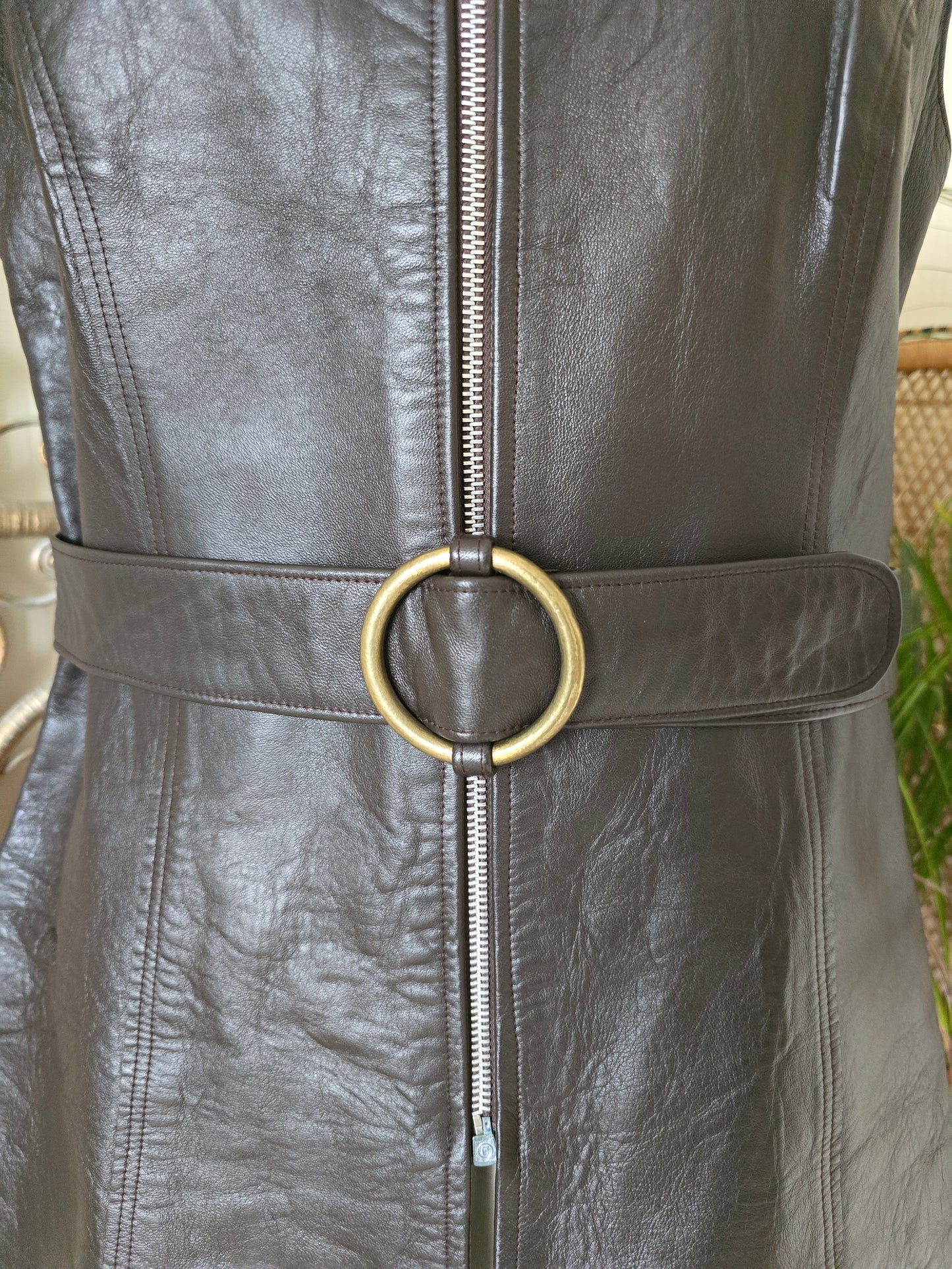 Reserved please dont buy  Vintage leather tunic waistcoat