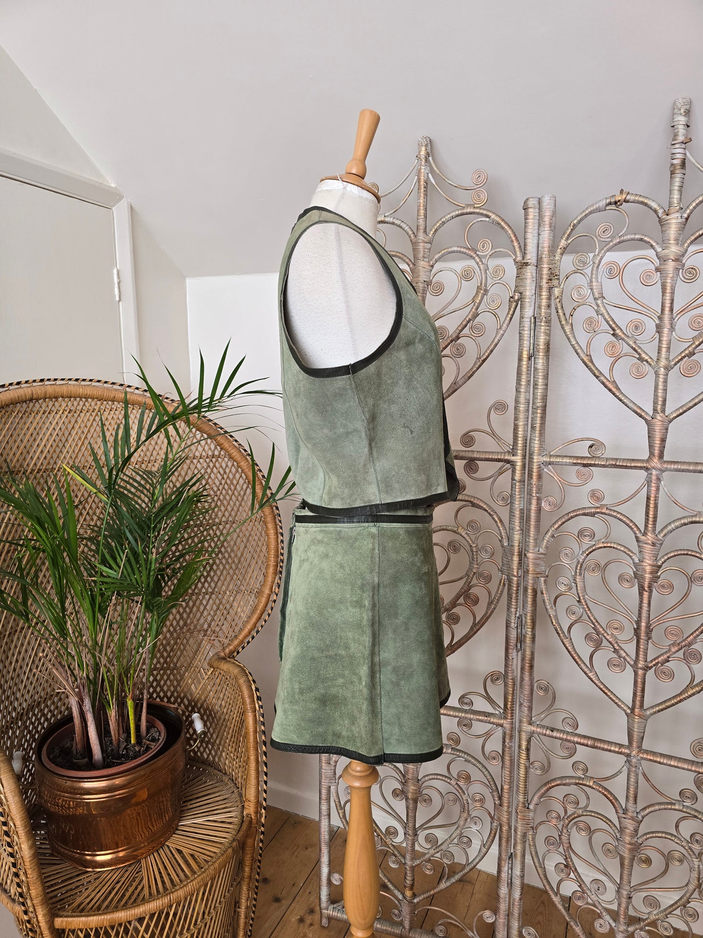 Vintage 60s suede waistcoat skirt