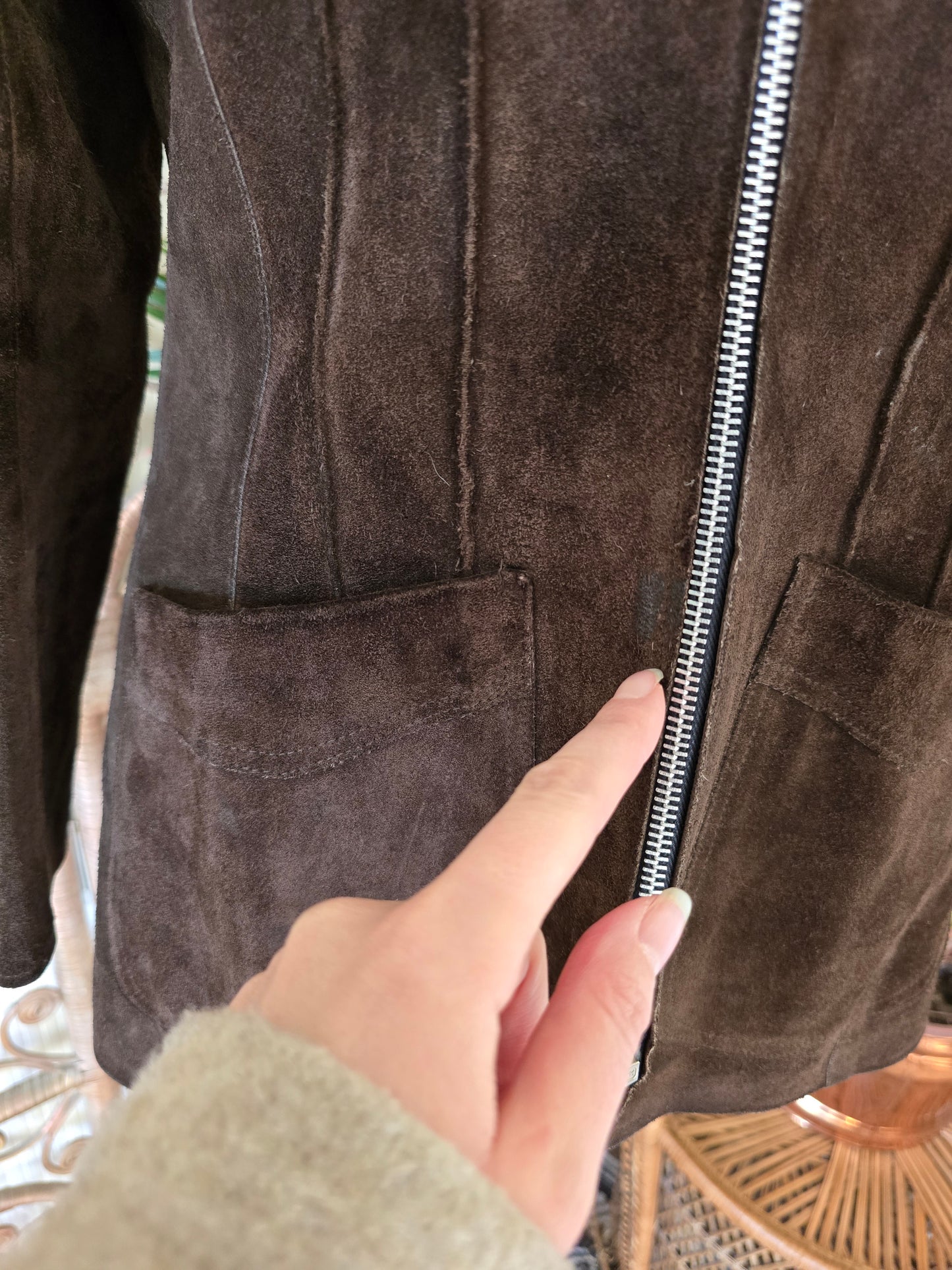 Vintage suede Sheepskin collar coat