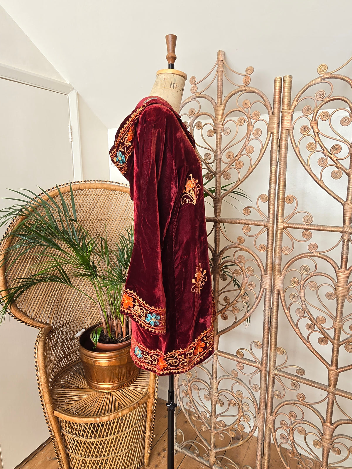 Vintage velvet hooded dress