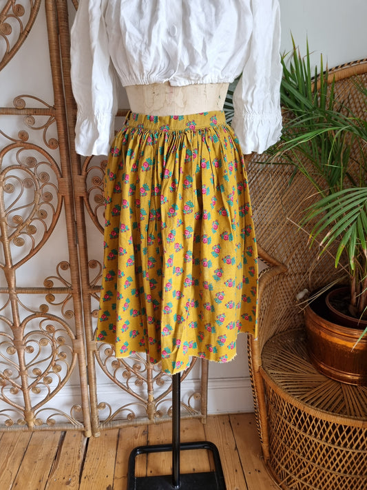 Vintage floral 50s midi skirt