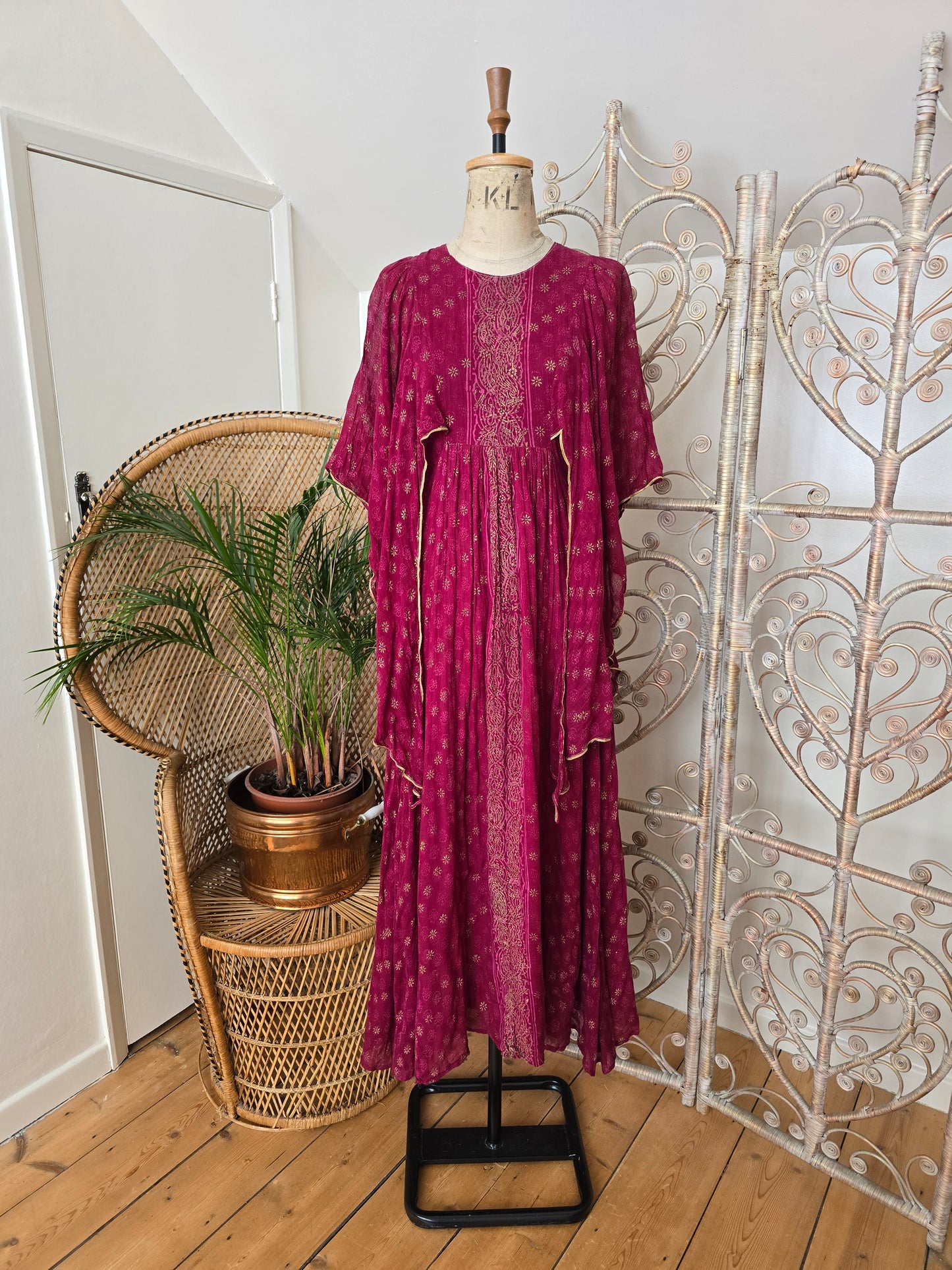 Vintage Ayesha Davar Indian cotton maxi dress