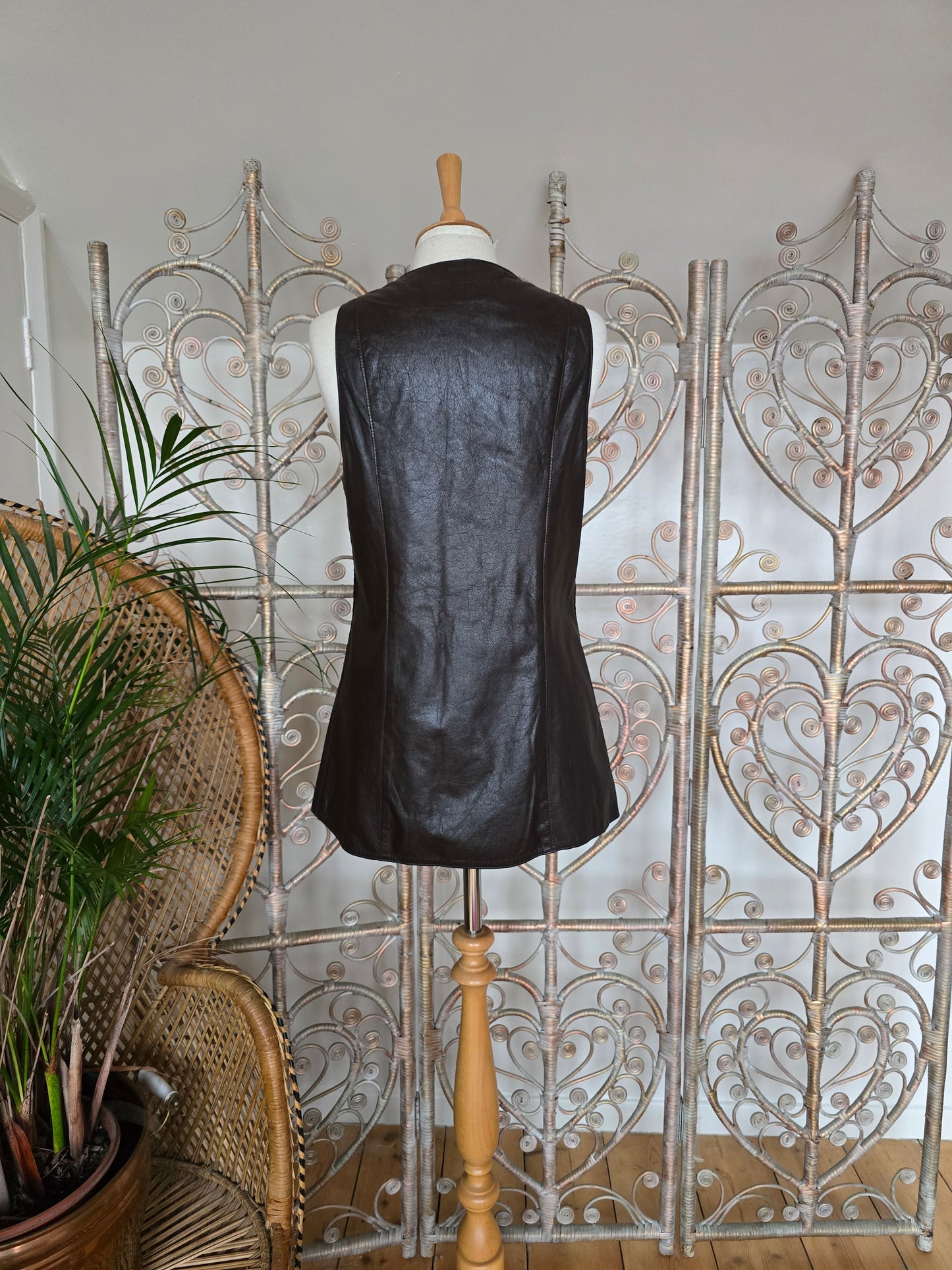 Vintage dark brown 60s leather dress