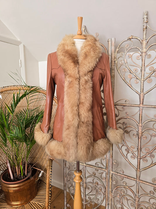 Vintage leather sheepskin coat