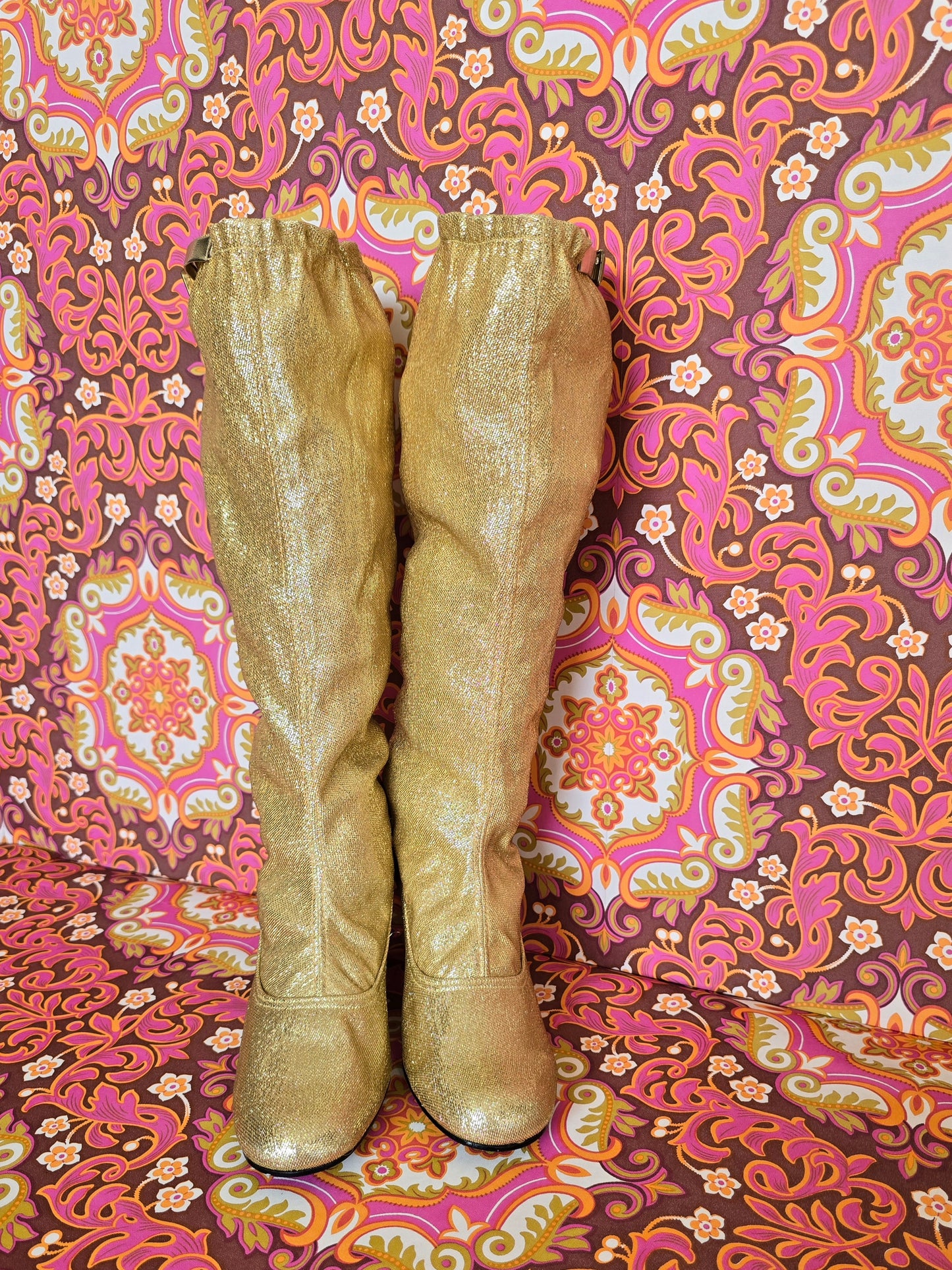 Vintage gold 60s boots size uk6  Eur 39 us 8
