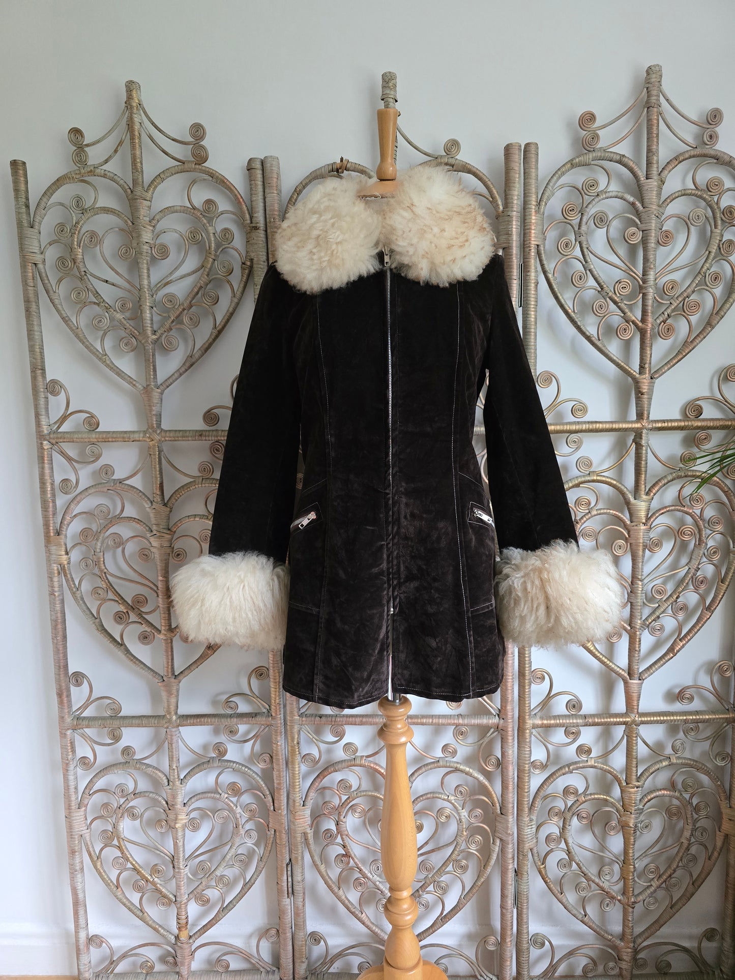 Vintage faux fur/suede velvet coat